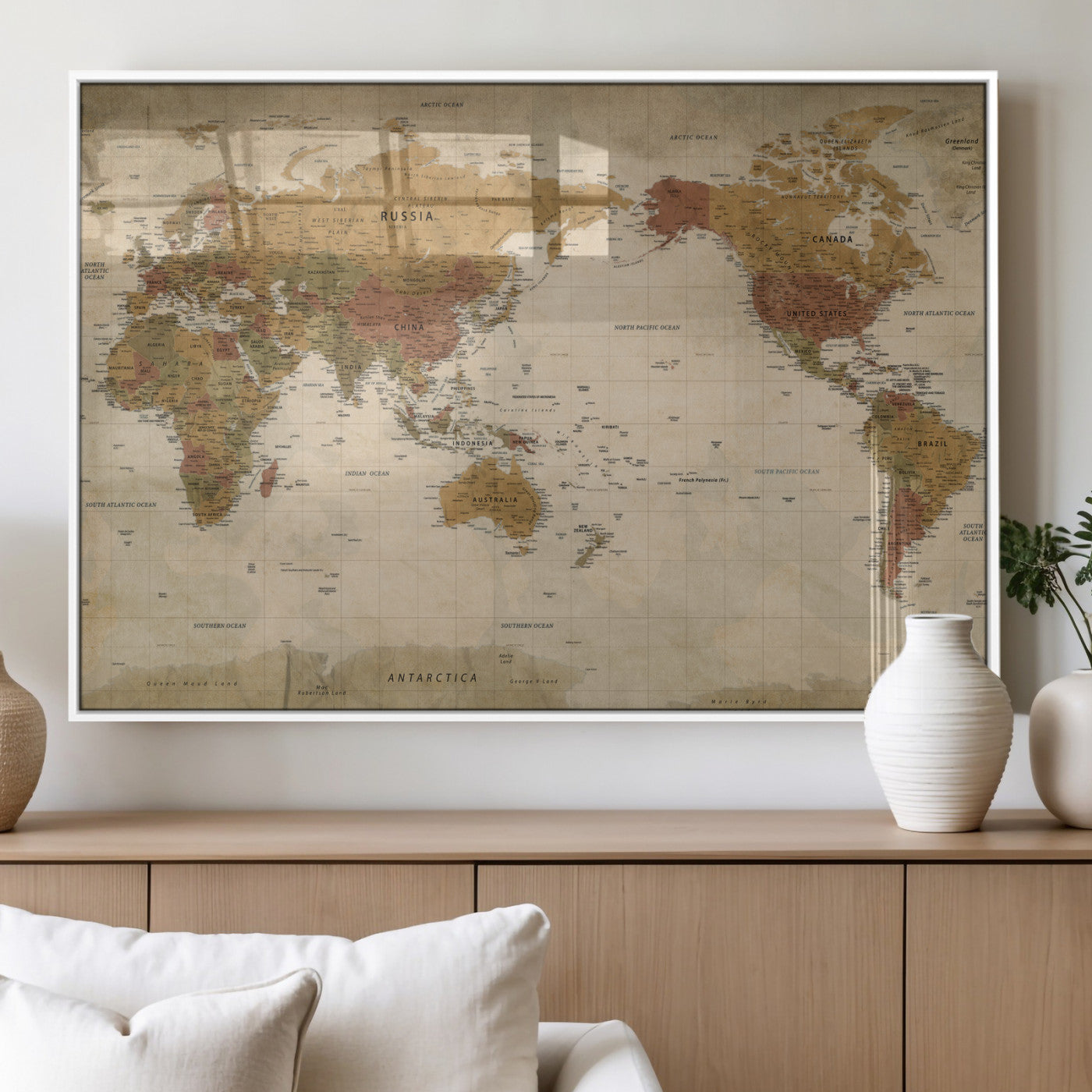 83478963-MGV-CV-36X24 - World Map Wall Art Canvas Print, Modern Decorative Framed Map Artwork Prints for Living Room, Office, Bedroom Wall Decor
