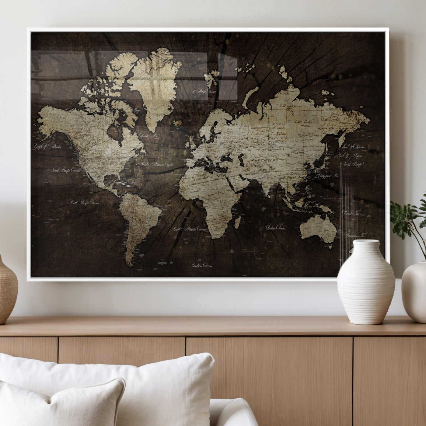 40991509-MGV-CV-36X24 - World Map Wall Art Canvas Print, Modern Decorative Framed Map Artwork Prints for Living Room, Office, Bedroom Wall Decor