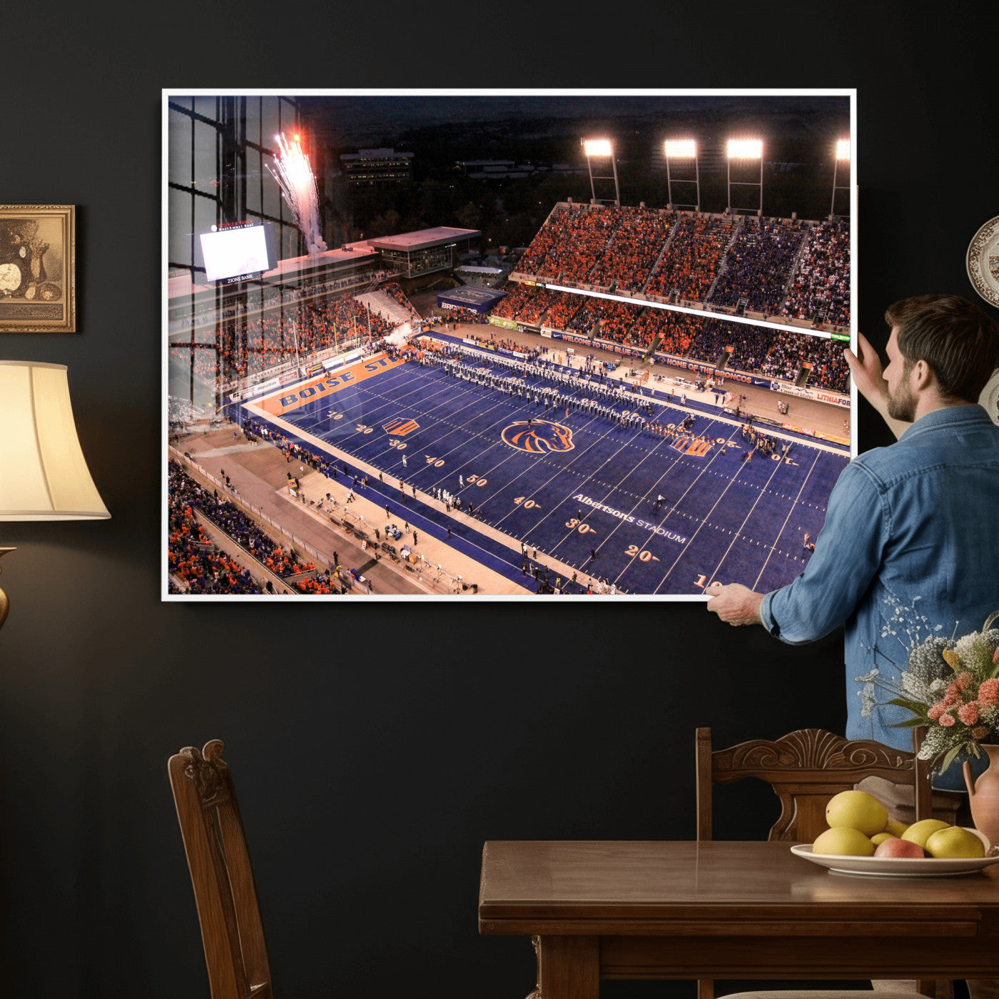 58849575-MGV-CV-36X24 - Boise State Stadium Large Wall Art Canvas Print for Living Room Office Wall Decor