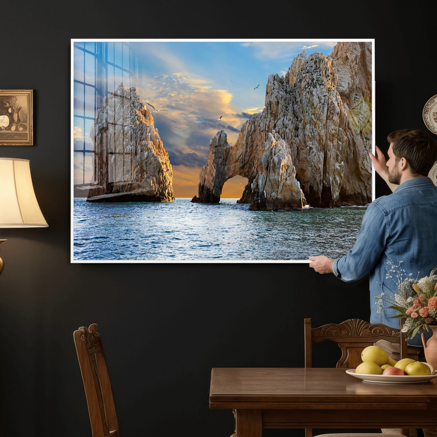 63505689-MGV-CV-36X24 - El Arco Cabo San Lucas Ocean Arch Wall Art Canvas Print, Baja California Rock Arch Seascape Canvas Print, Mexico Coastal Landmark Scenic Art Printing