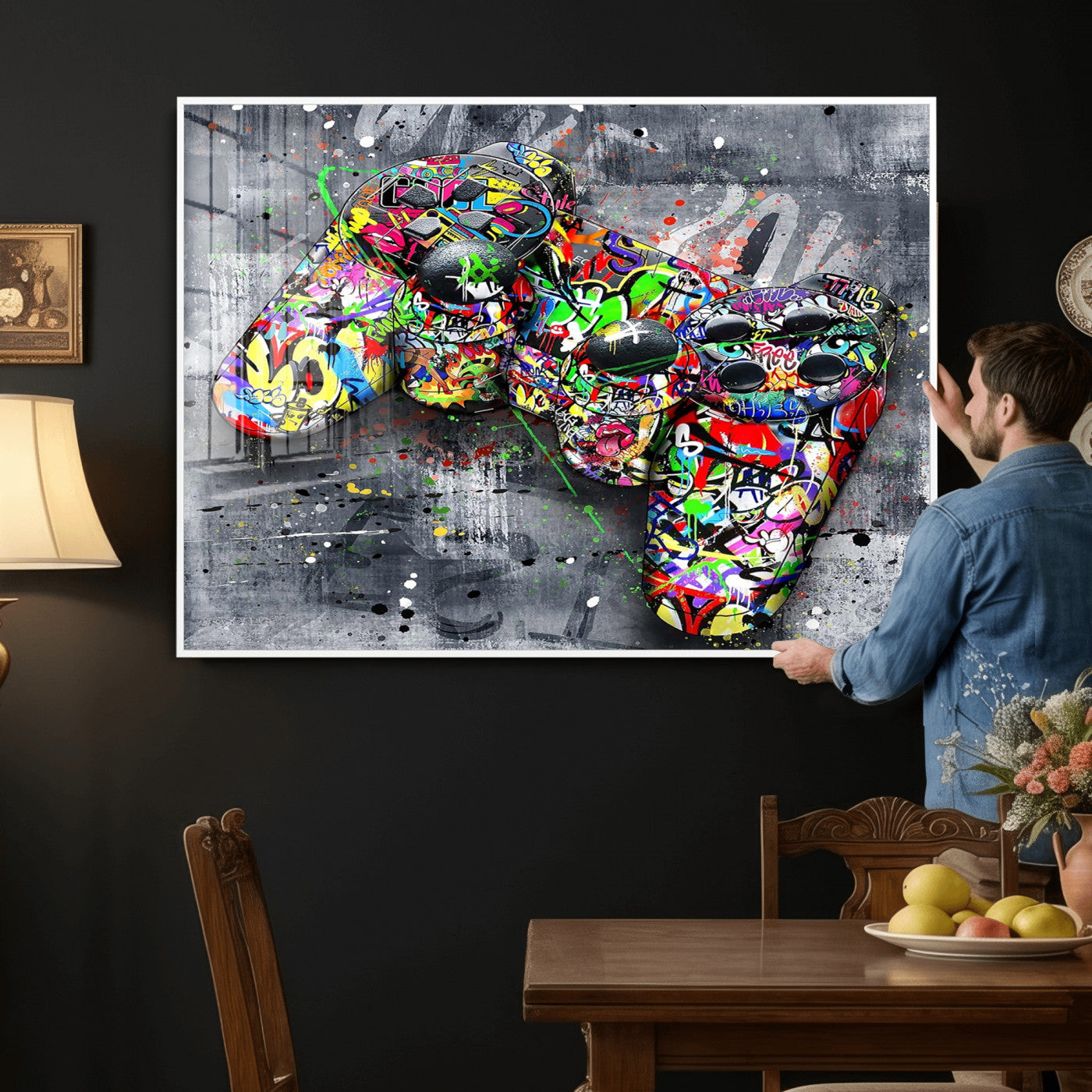 42929610-MGV-CV-36X24 - Graffiti Canvas Wall-Art For Bedroom - Gaming Wall Art For Teen Boys - Abstract Painting Pop Art Modern Home Wall Decor Ready to Hang