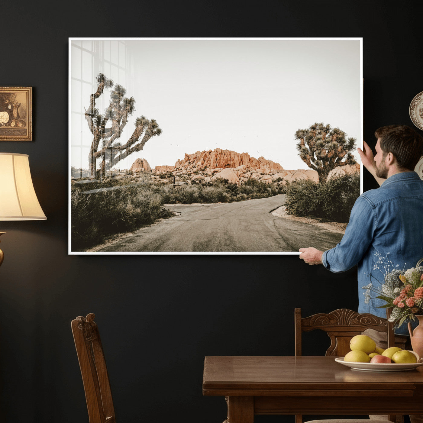 97248544-MGV-CV-36X24 - Joshua Tree Desert Wall Art Canvas Print, Minimal Southwestern Landscape Nature Wall Decor for Modern and Boho Interiors