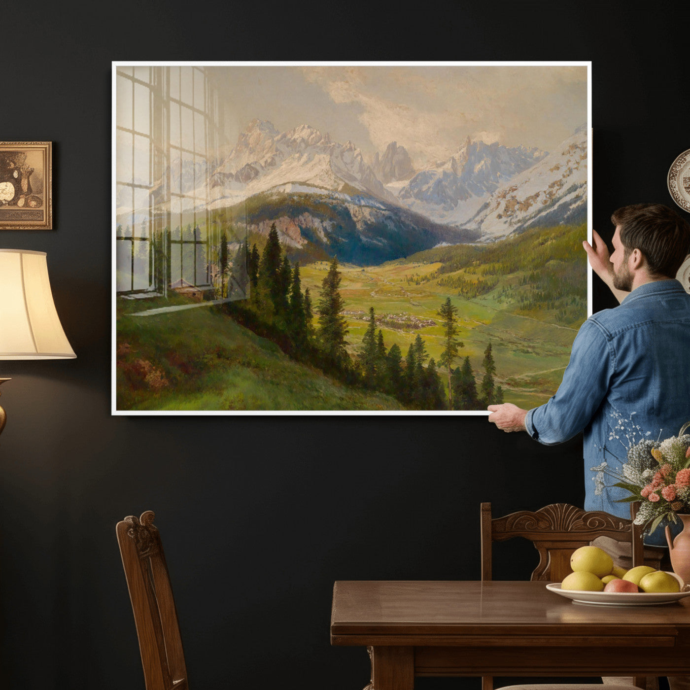 60864994-MGV-CV-36X24 - Konrad Petrides View From Mount Helm Wall Art Canvas Print - Watercolor Sexten and the Sextener Sonnenuhr Art Canvas Print