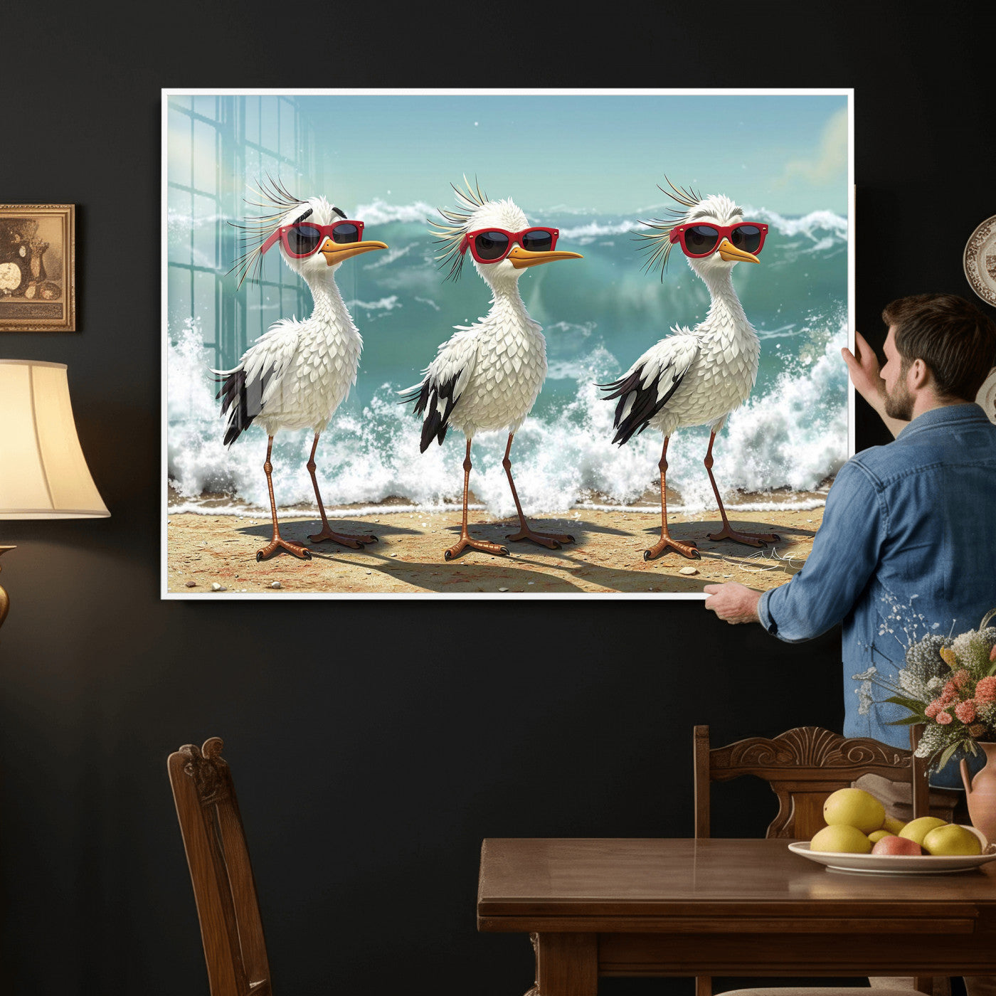 Funny Seagull Wall Art - Coastal Decor for Beach Lovers