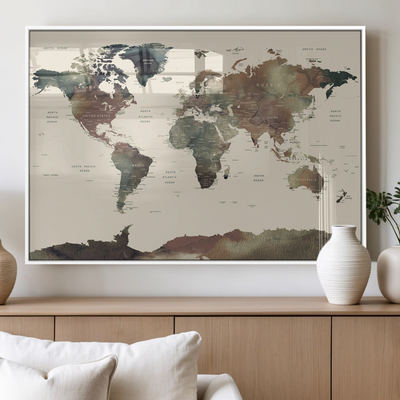 MGV-FP-60X30-3P - World Map Wall Art Canvas Print for Home and Office Decor