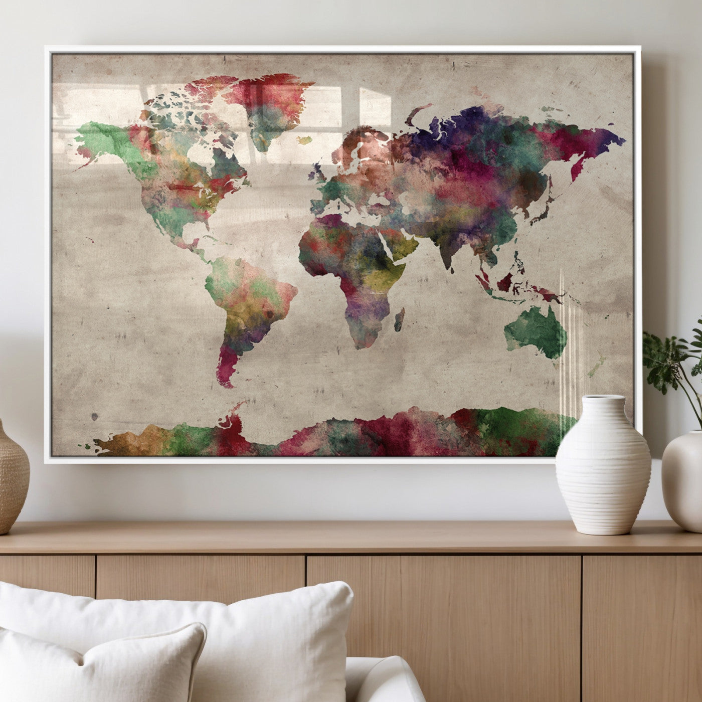 MGV-FP-60X30-3P - World Map Wall Art Canvas Print for Home and Office Decor