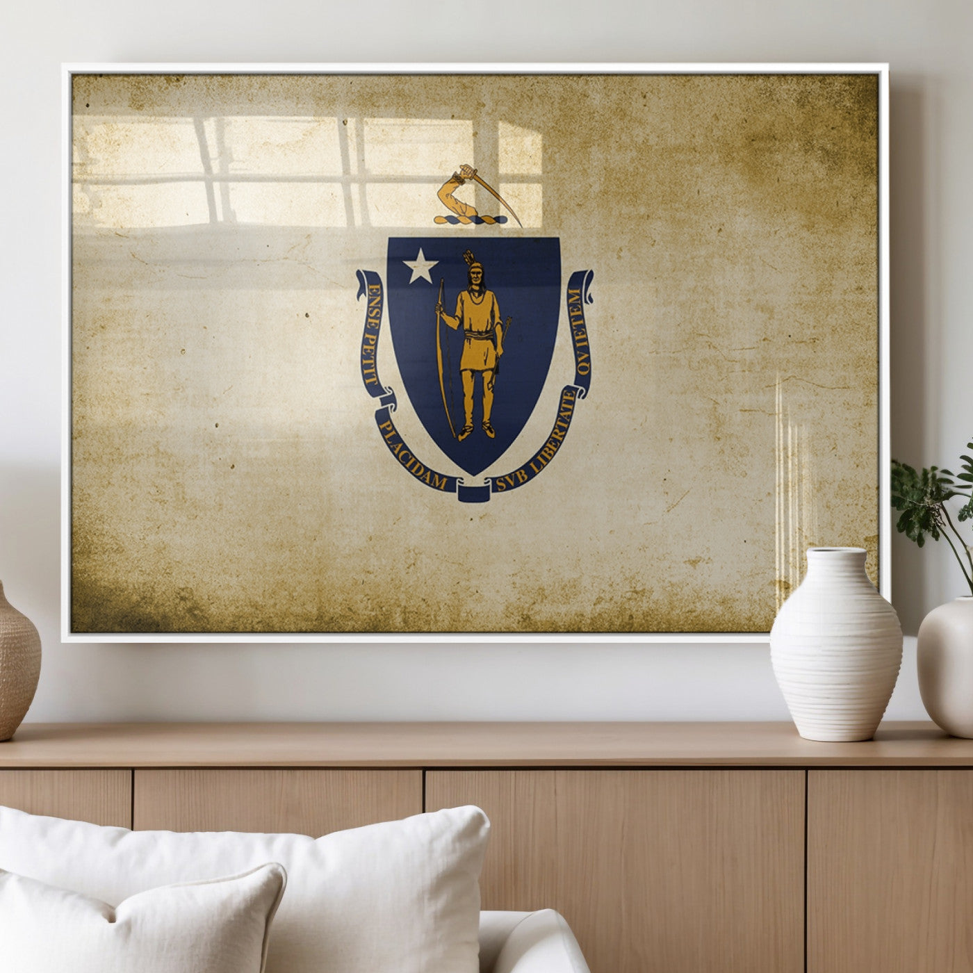 MGV-FP-60X30-3P - Massachusetts Flag Wall Art Canvas Print