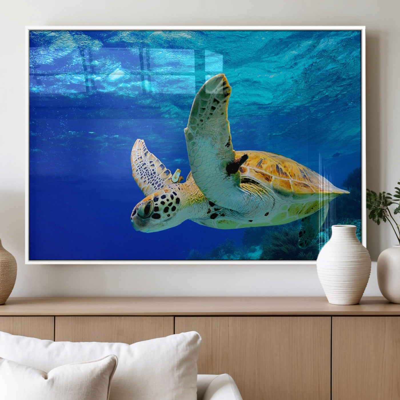 MGV-FP-60X30-3P - Sea Turtle Wall Art Canvas Print, Sea life in the Ocean Wall Art Printing