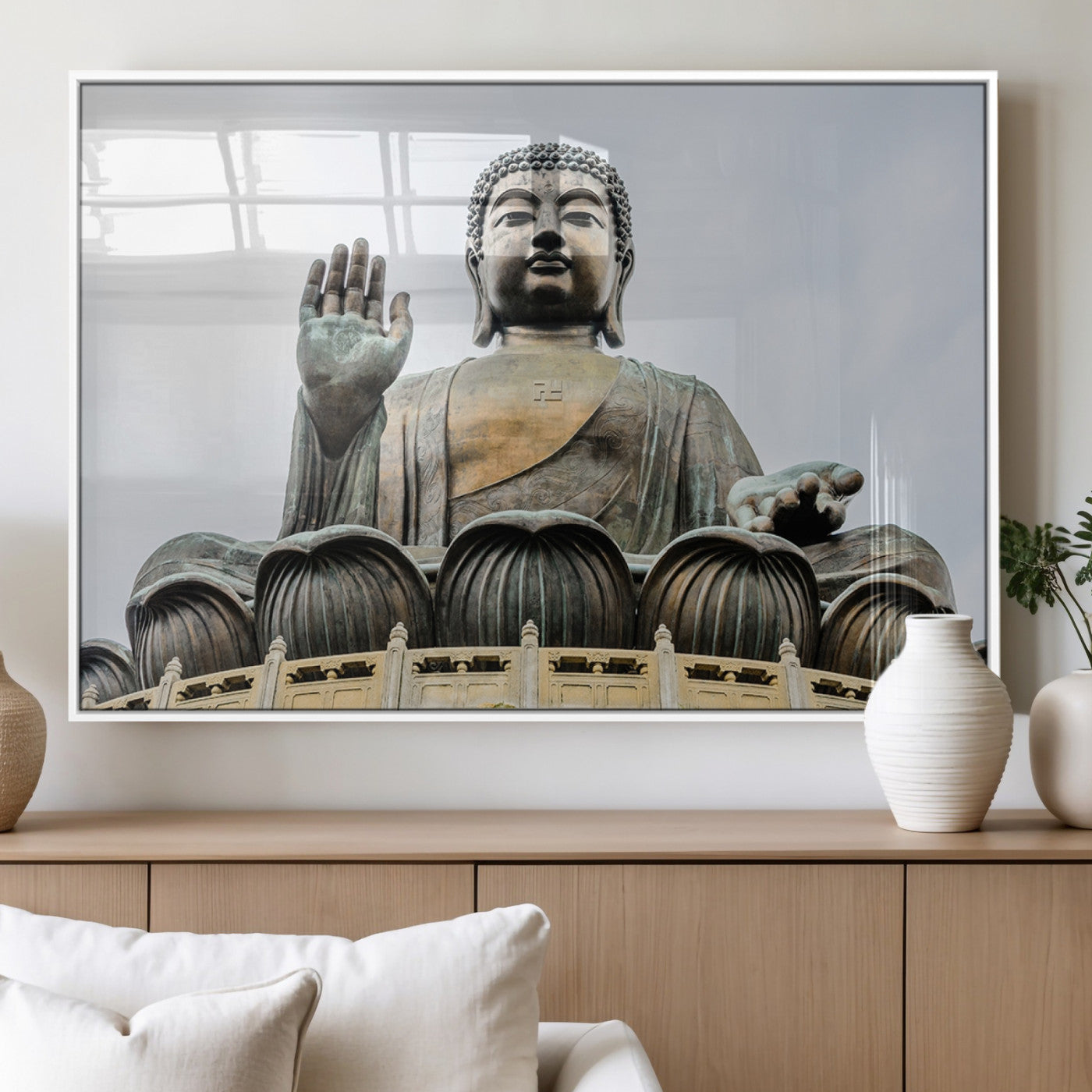 77041-MGV-FP-60X30-3P_White-Buddha Statue Wall Art Canvas Print