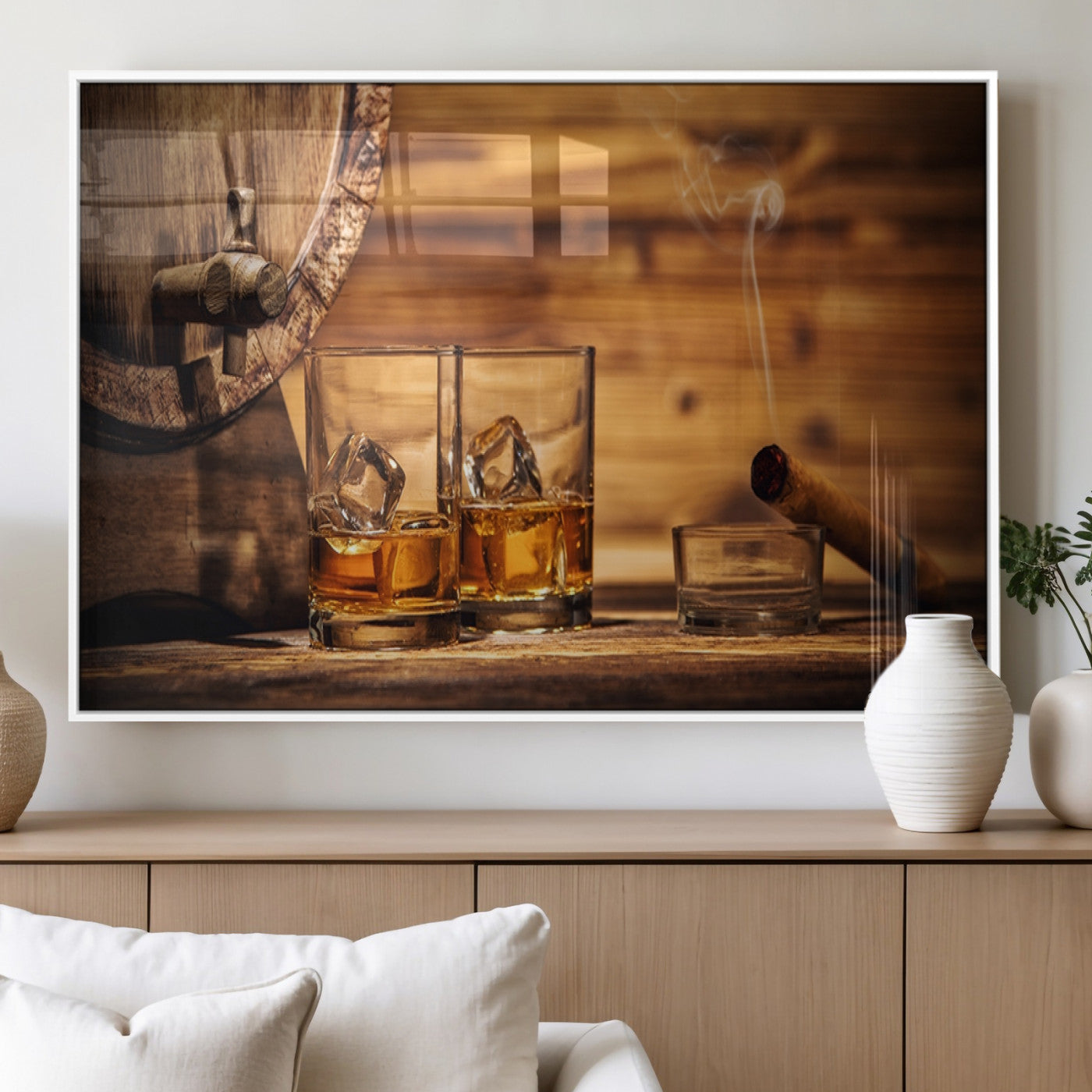 MGV-FP-60X30-3P - Rustic Whiskey and Barrel Canvas Print