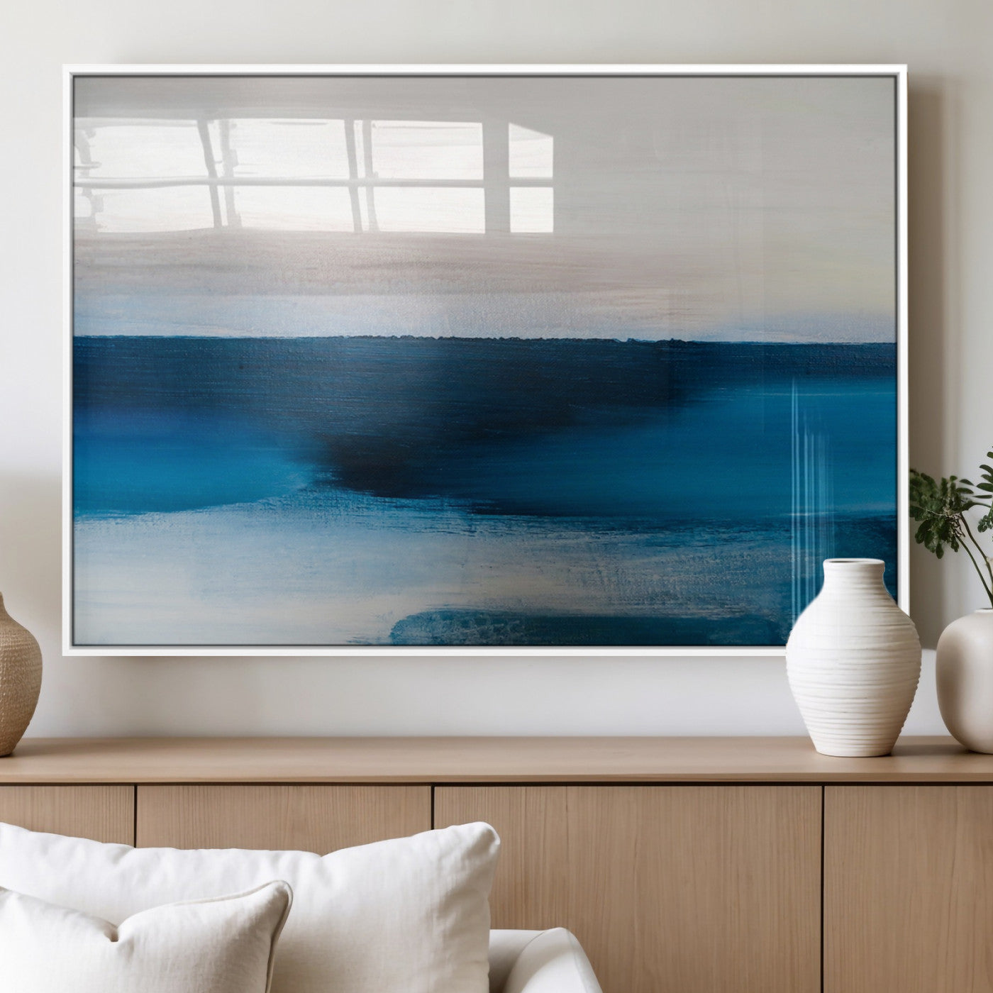 MGV-FP-60X30-3P - Dark Blue Abstract Wall Art Canvas Print