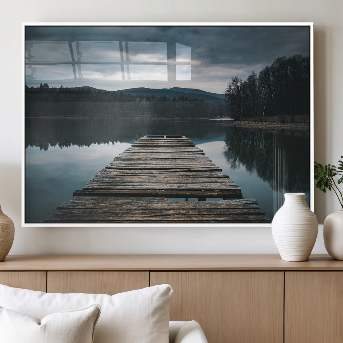 MGV-FP-60X30-3P - Wooden Bridge Near Lake Wall Art Canvas Print