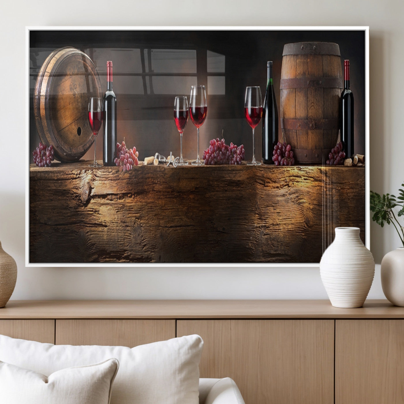 MGV-FP-60X30-3P - Wine and Barrels Wall Art Canvas Print