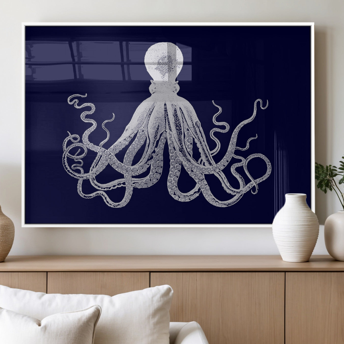 MGV-FP-60X30-3P - Blue Octopus Wall Art Canvas Print