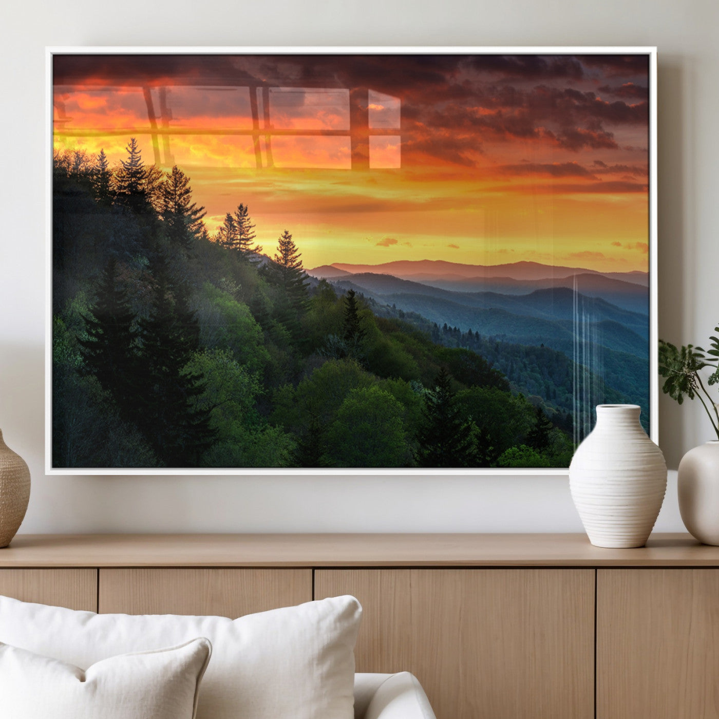 MGV-FP-60X30-3P - Forest Landscape Wall Art Sunset Canvas, Forest Sunset Canvas Print