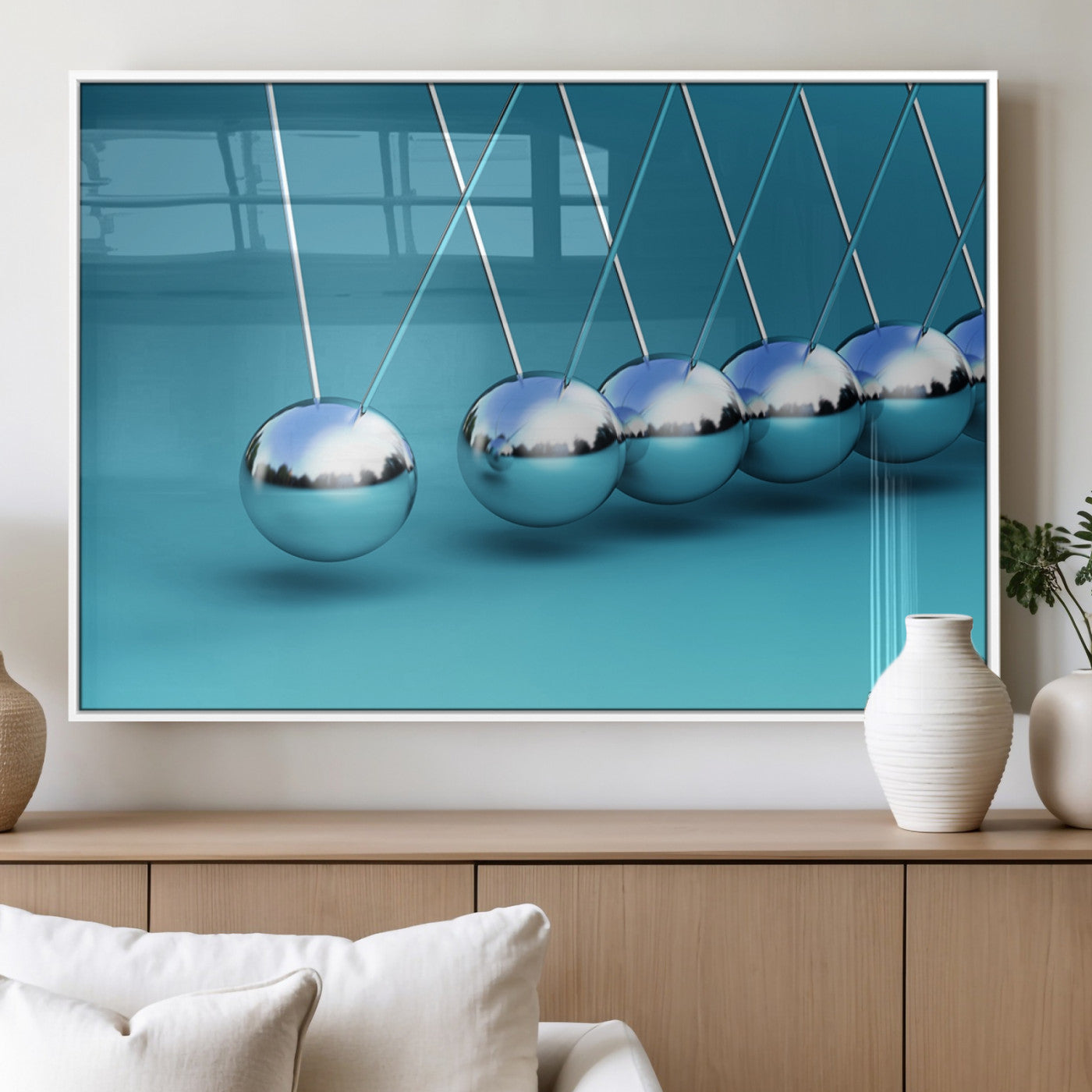 MGV-FP-60X30-3P - Wall Art Newton's Cradle Canvas Print, Framed Newton Cradle Canvas Print