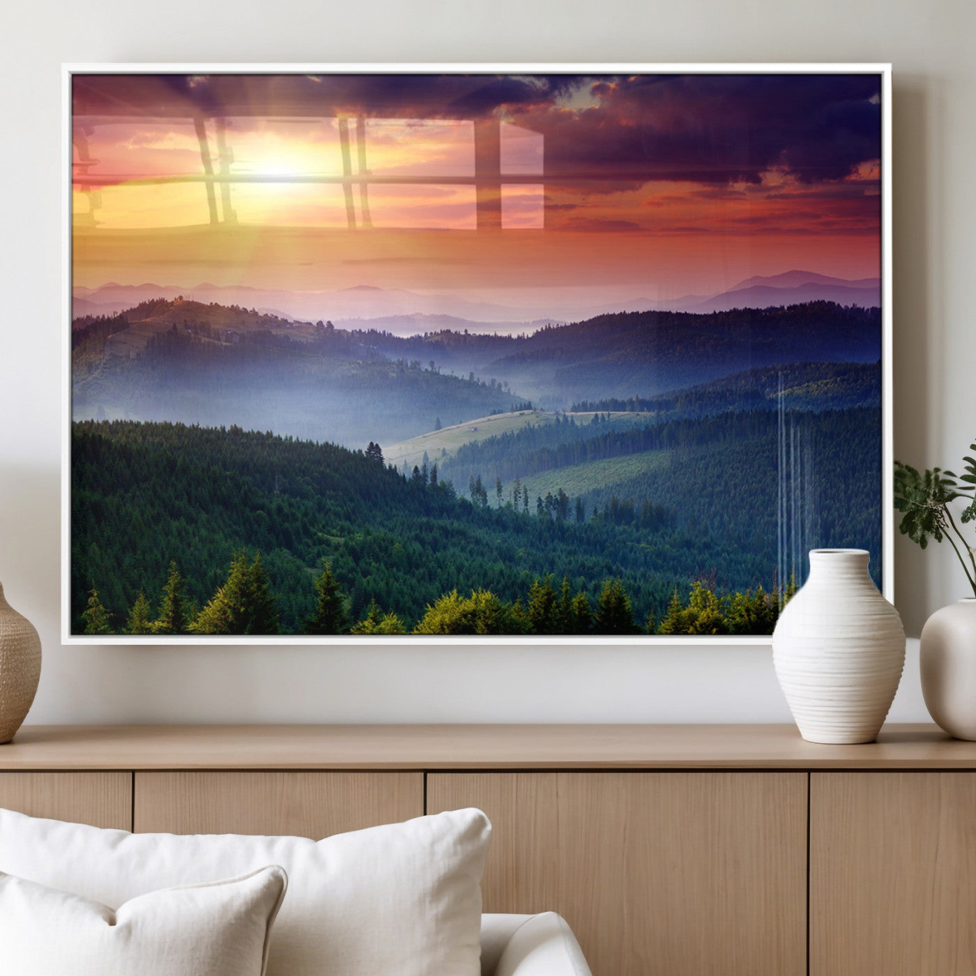 MGV-FP-60X30-3P - Mountain and Sunset Wall Art Canvas Print