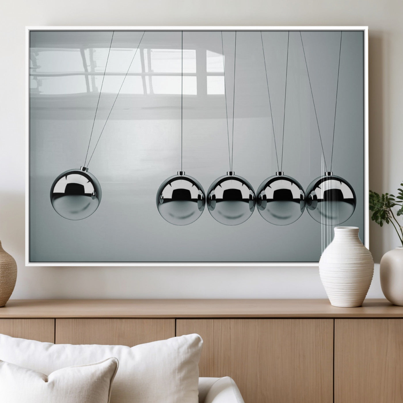 MGV-FP-60X30-3P - Newton's Cradle Wall Art Canvas Print, Framed Newton Cradle Wall Art