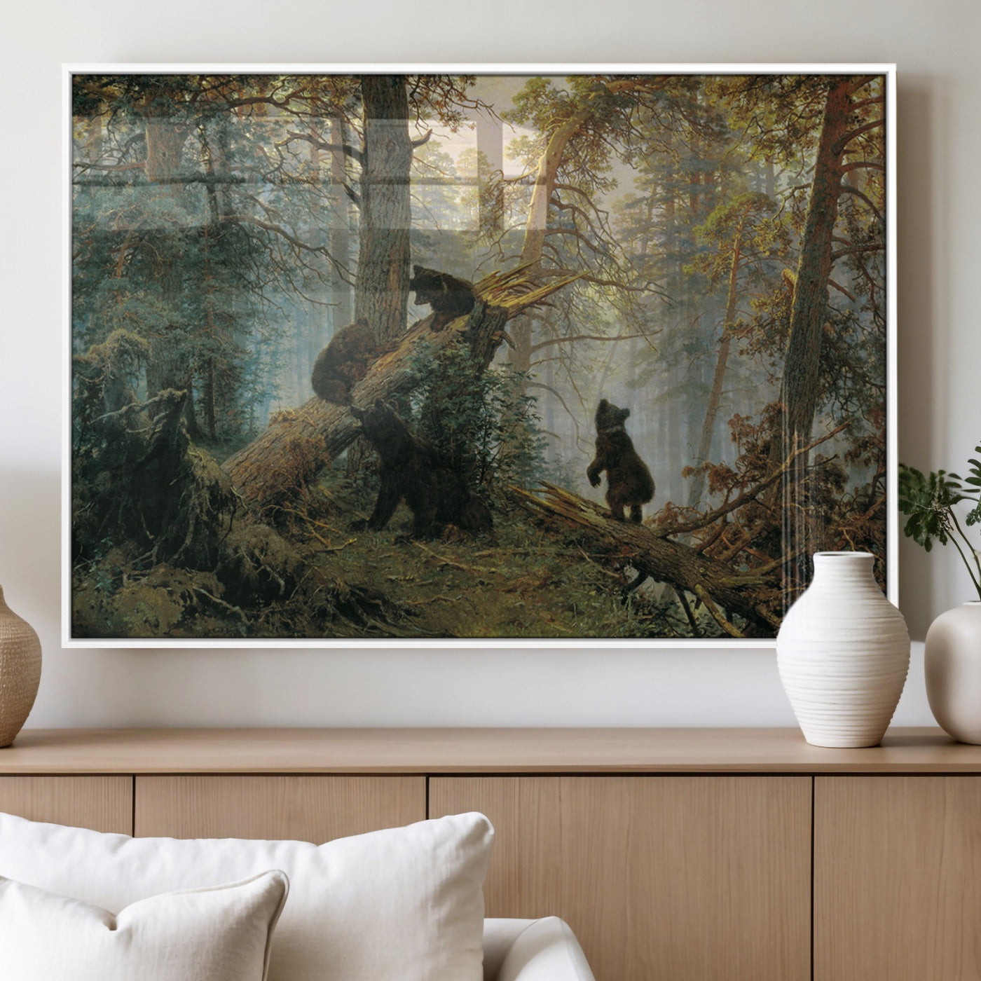 MGV-FP-60X30-3P - Baby Bears in Forest Wall Art Canvas Print