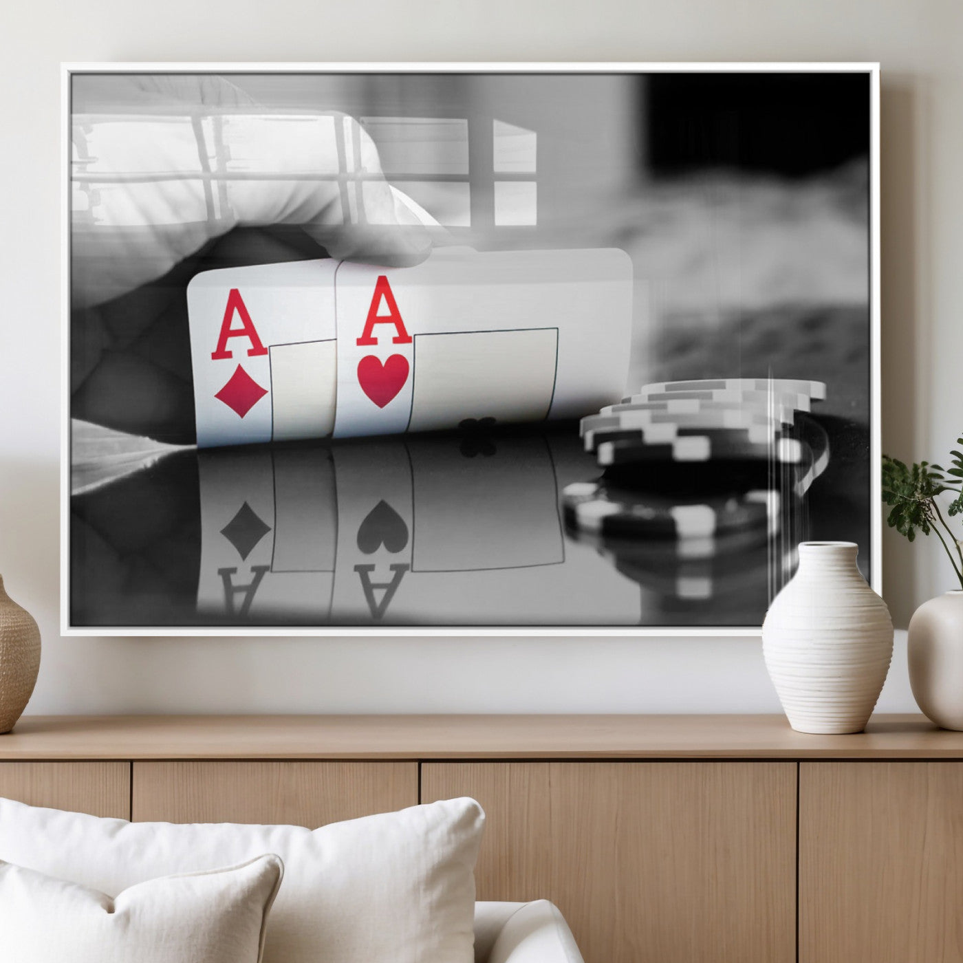 MGV-FP-60X30-3P - Aces Poker Art Poker Game Wall Art Canvas Print