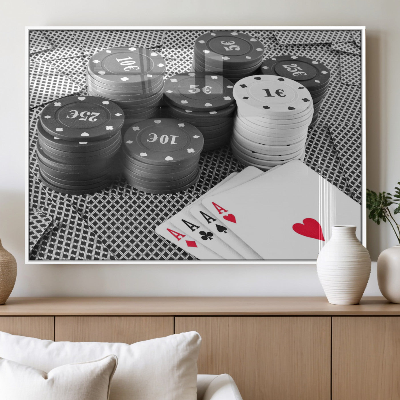 MGV-FP-60X30-3P - Poker Game Cards Wall Art Canvas, Multi Panel Wall Art Canvas Print