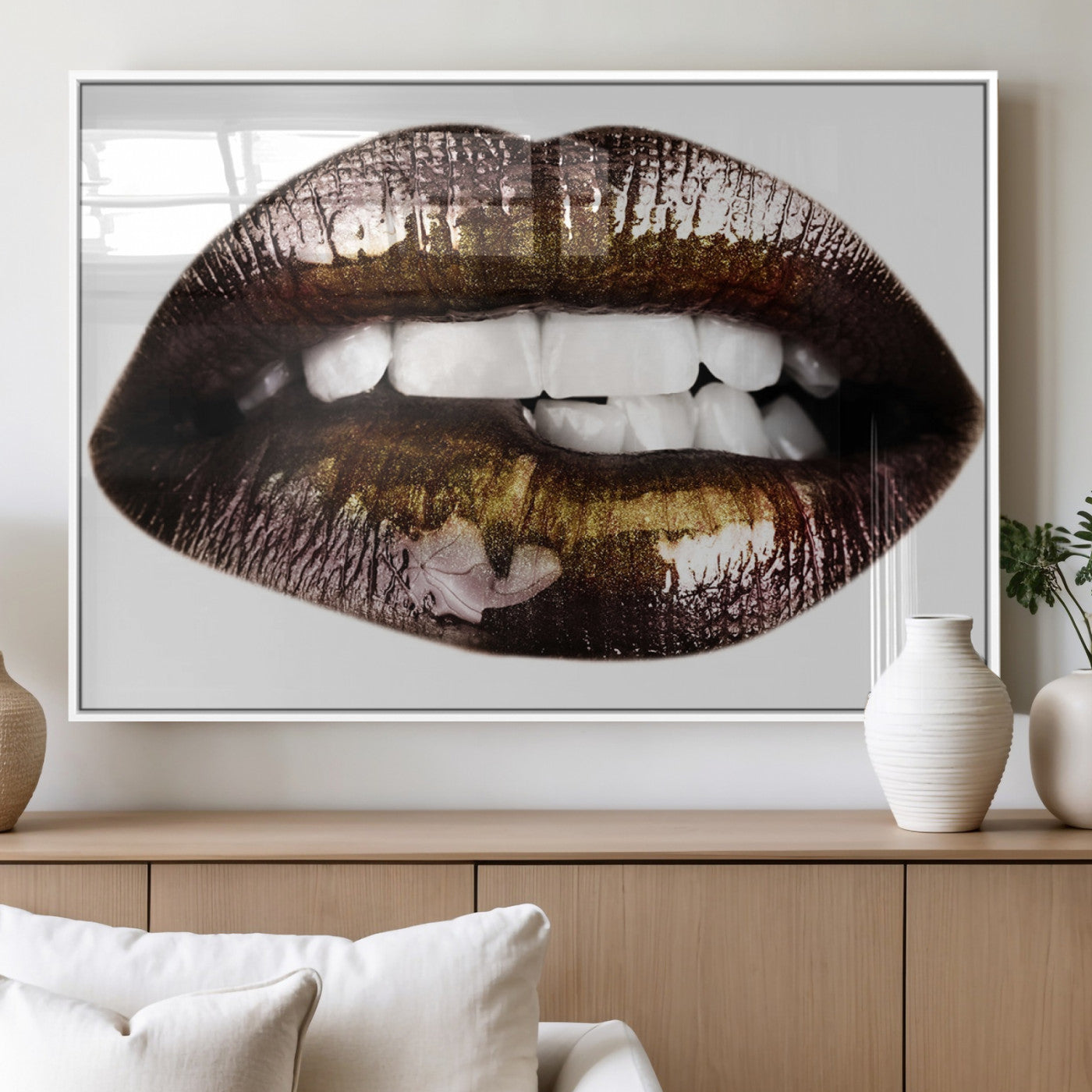 MGV-FP-60X30-3P - Close Up Lips Wall Art Canvas Print