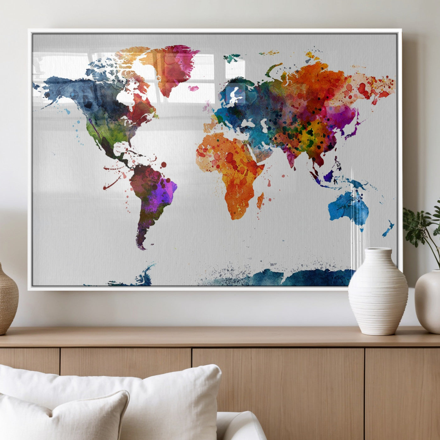 MGV-FP-60X30-3P - Push Pin World Map Canvas Print – Framed Wall Art for Couples to Track Their Travels – Anniversary