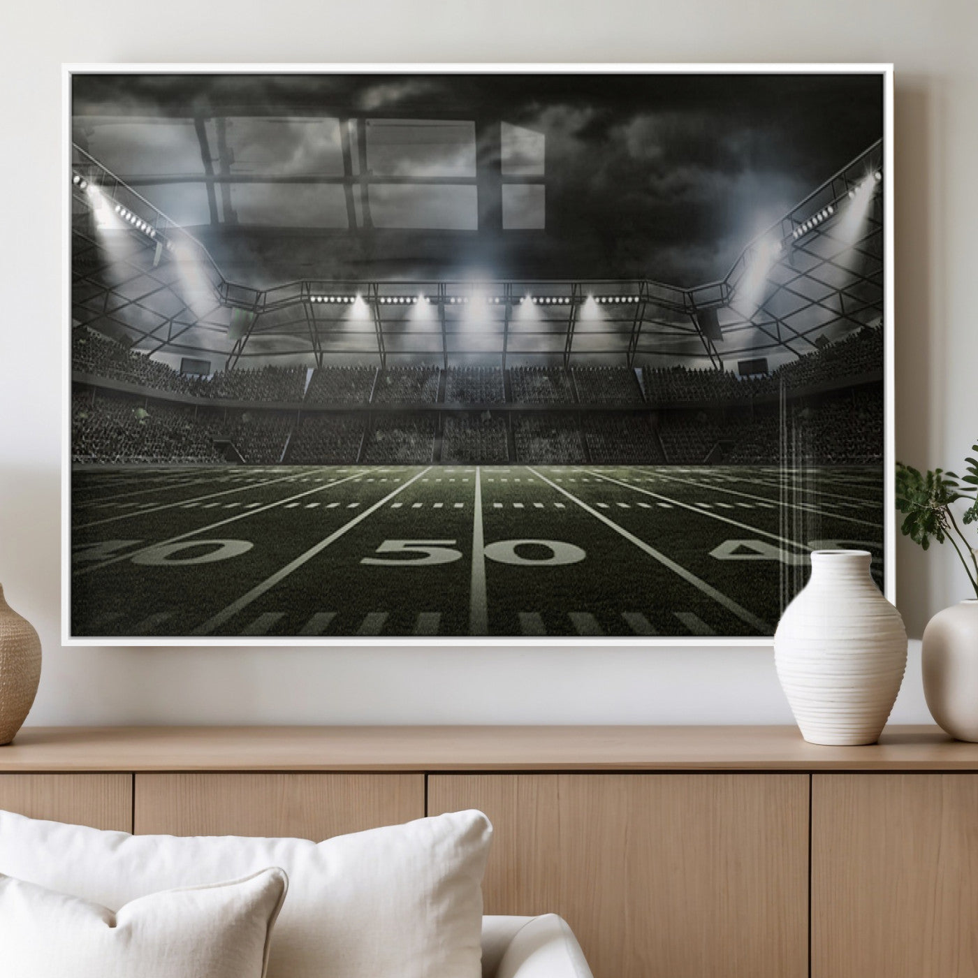 MGV-FP-60X30-3P - American Football Stadium Wall Art Canvas Print, Stadium Sport Wall Art Print