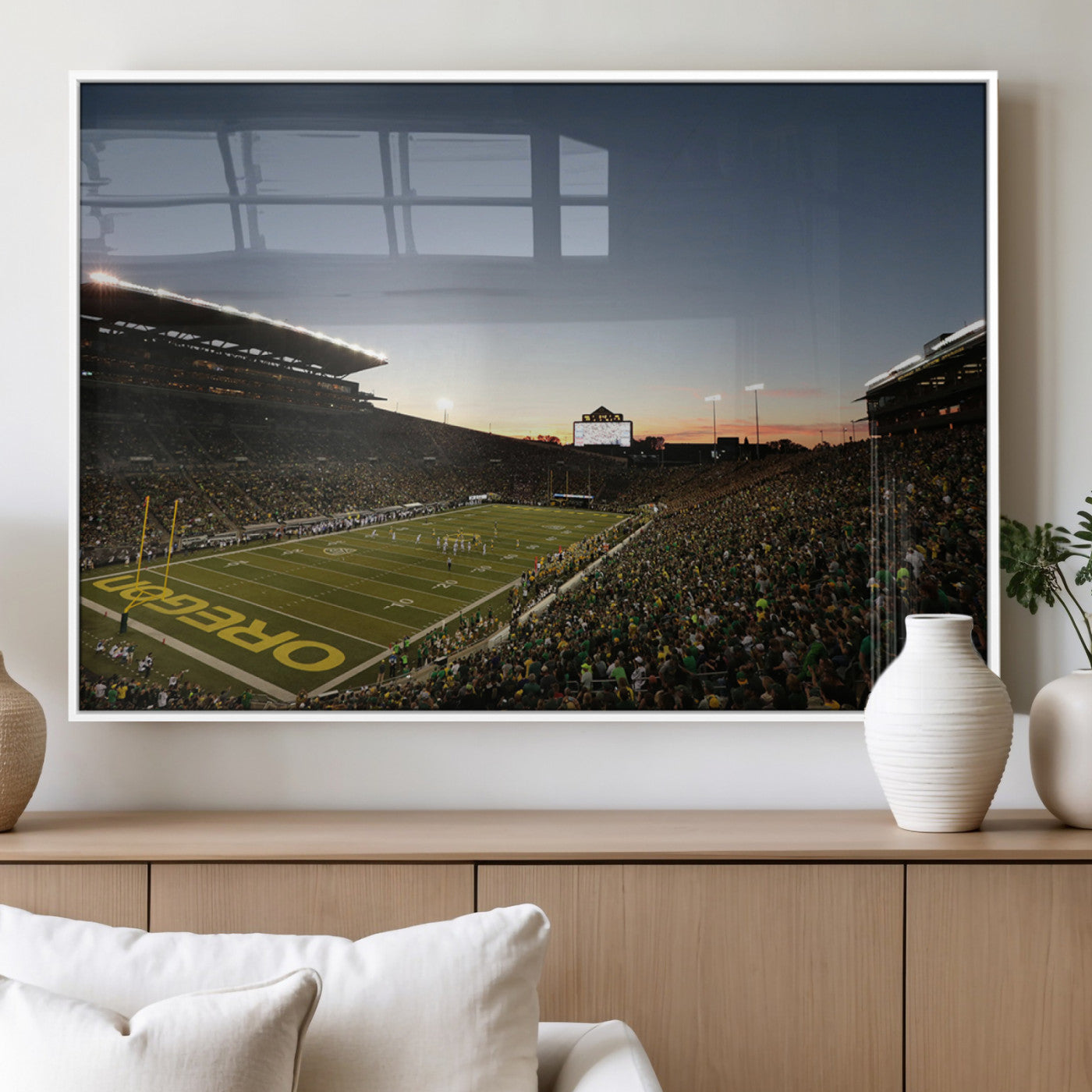 MGV-FP-60X30-3P - Oregon Ducks Football Team Print - Eugene Autzen Stadium Wall Art Canvas Print