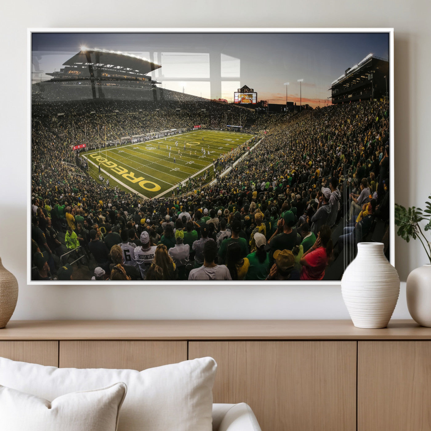 MGV-FP-60X30-3P - Oregon Stadium Canvas Wall Art - Captivating Game Day Scene at Autzen Stadium, Oregon Ducks Football