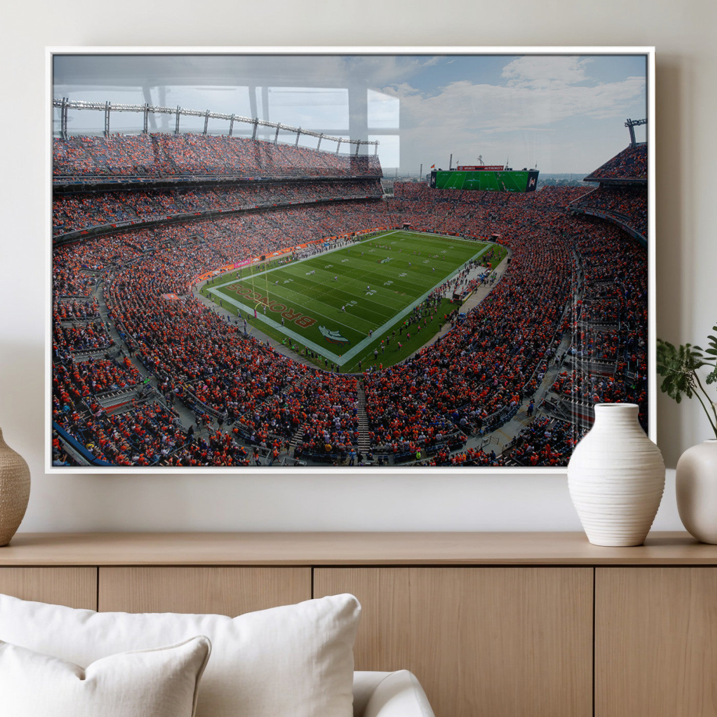 MGV-FP-60X30-3P - Denver Broncos Football Team Print - Empower Field Mile High Stadium Wall Art Canvas Print
