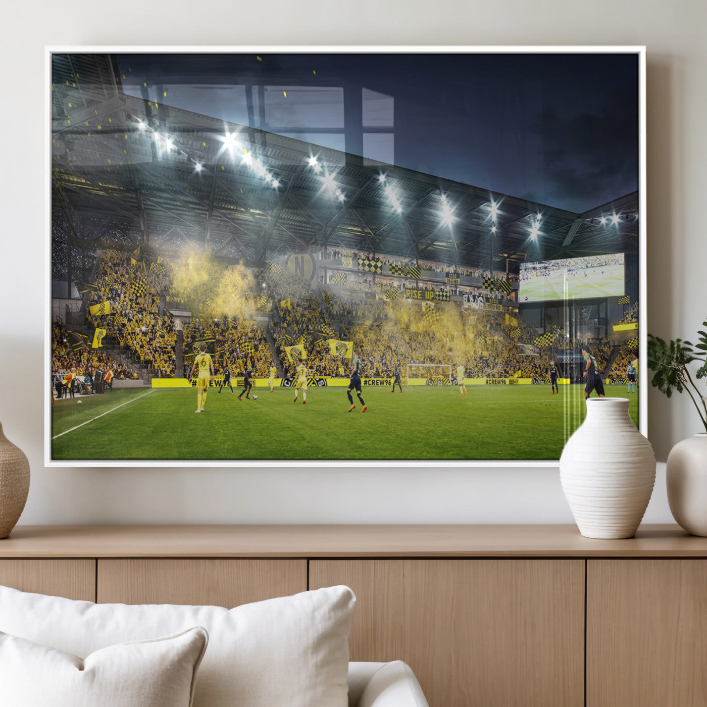 MGV-FP-60X30-3P - Columbus Crew Stadium Match Triple Canvas Wall Art - Dynamic MLS Game Scene Canvas Wall Art