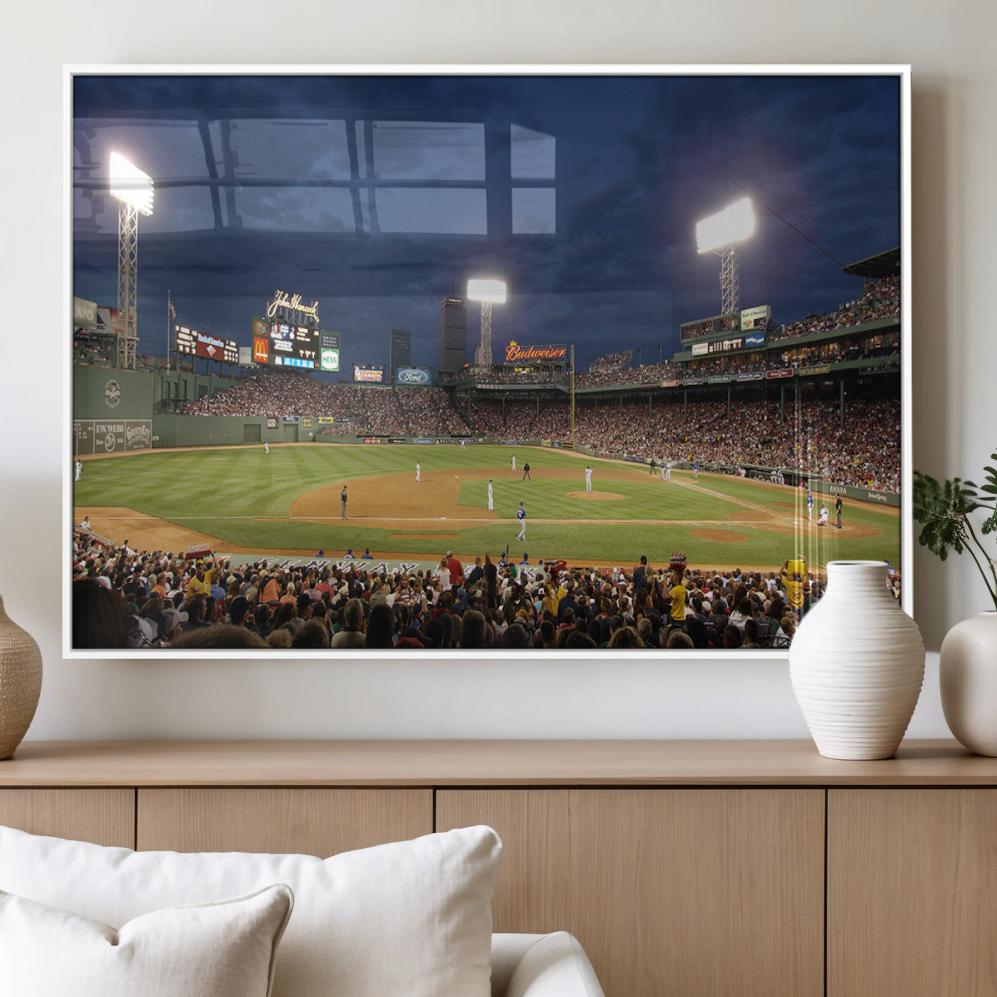 MGV-FP-60X30-3P - Boston Red Sox Baseball Team Print Canvas - Massachusetts Fenway Park Stadium Wall Art Canvas Print