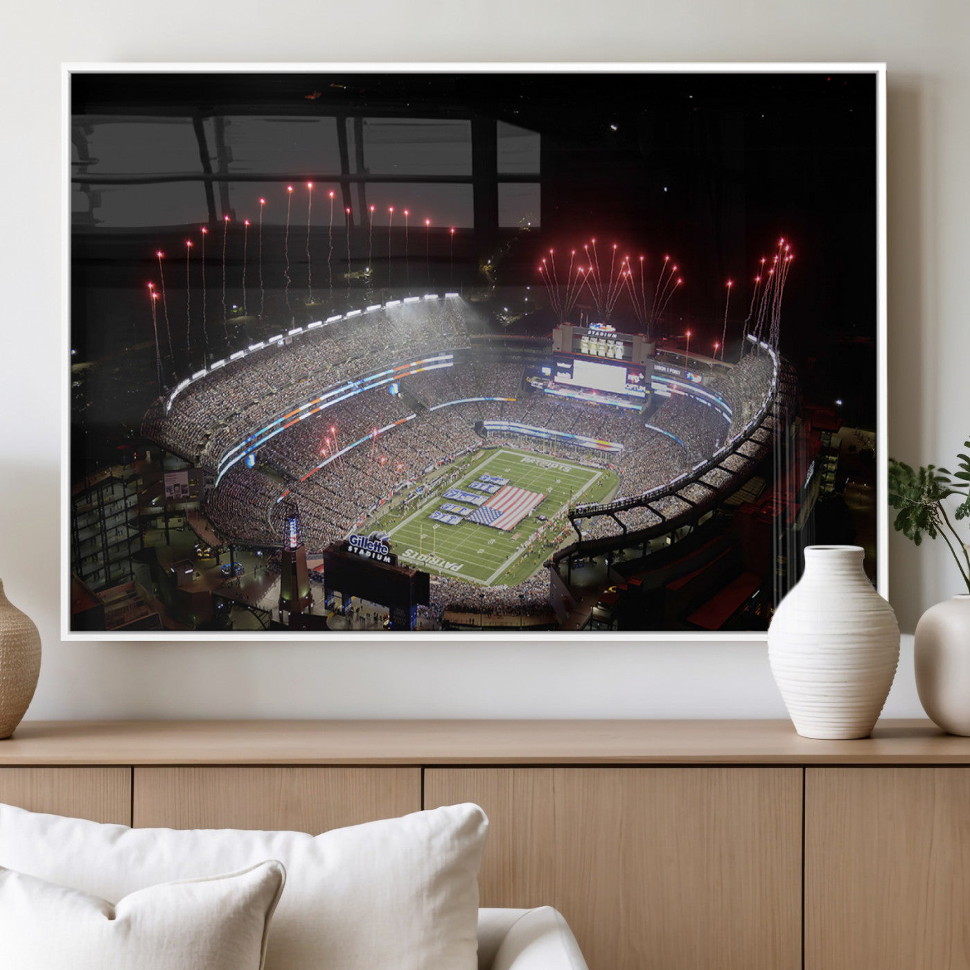 MGV-FP-60X30-3P - New England Patriots Team Print Wall Art- Foxborough Gillette Stadium Wall Art Canvas Print