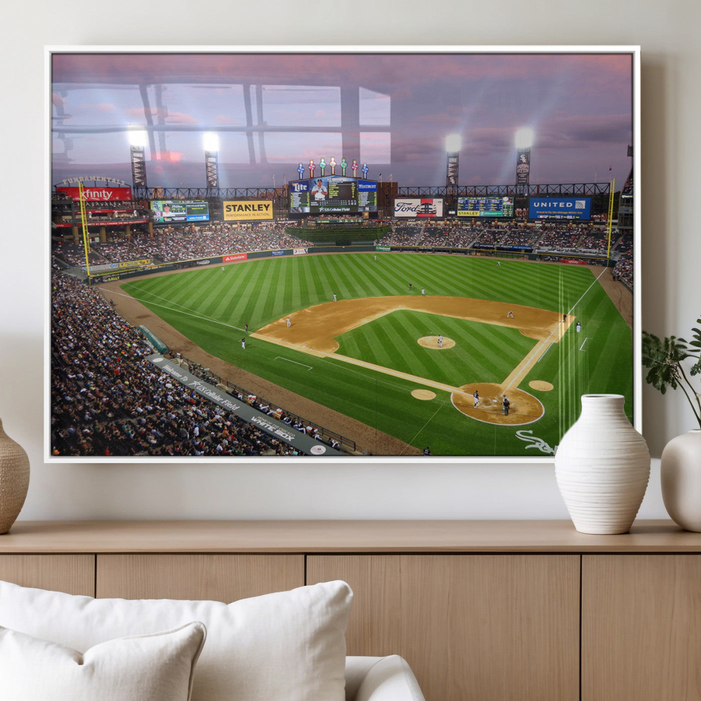 MGV-FP-60X30-3P - Chicago White Sox Baseball Team Print Canvas- Guaranteed Rate Field Stadium Wall Art Canvas Print