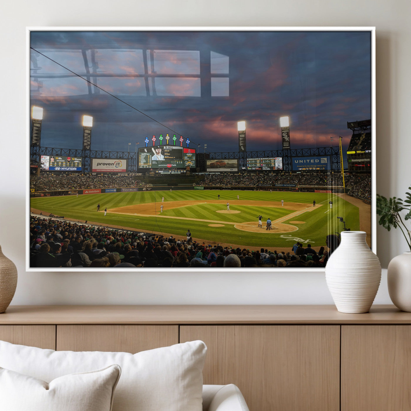 MGV-FP-60X30-3P - Chicago White Sox Baseball Team Print Canvas- Guaranteed Rate Field Stadium Wall Art Canvas Print