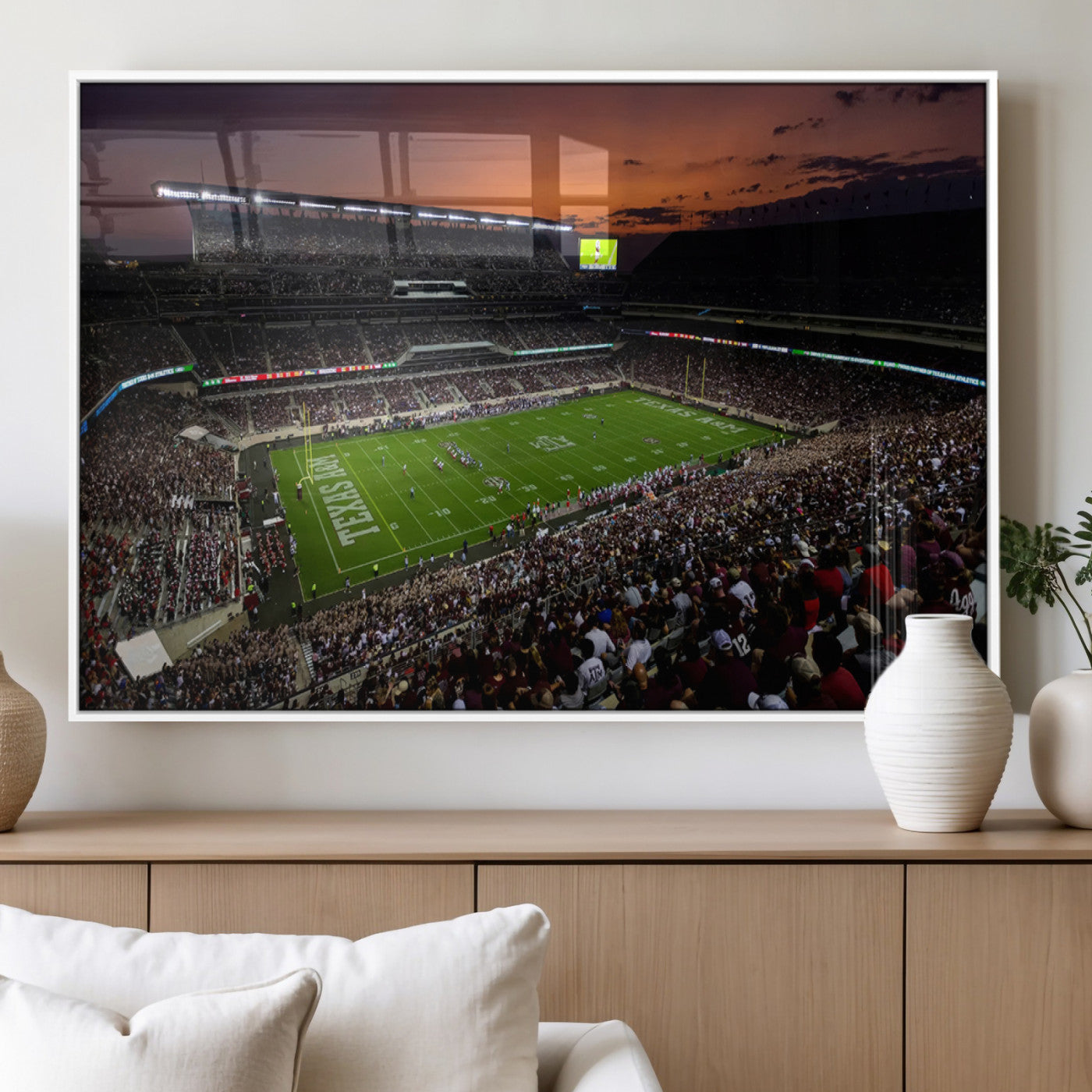 MGV-FP-60X30-3P - Texas A&M Aggies Football Team Print - College Station Kyle Field Stadium Wall Art Canvas Print