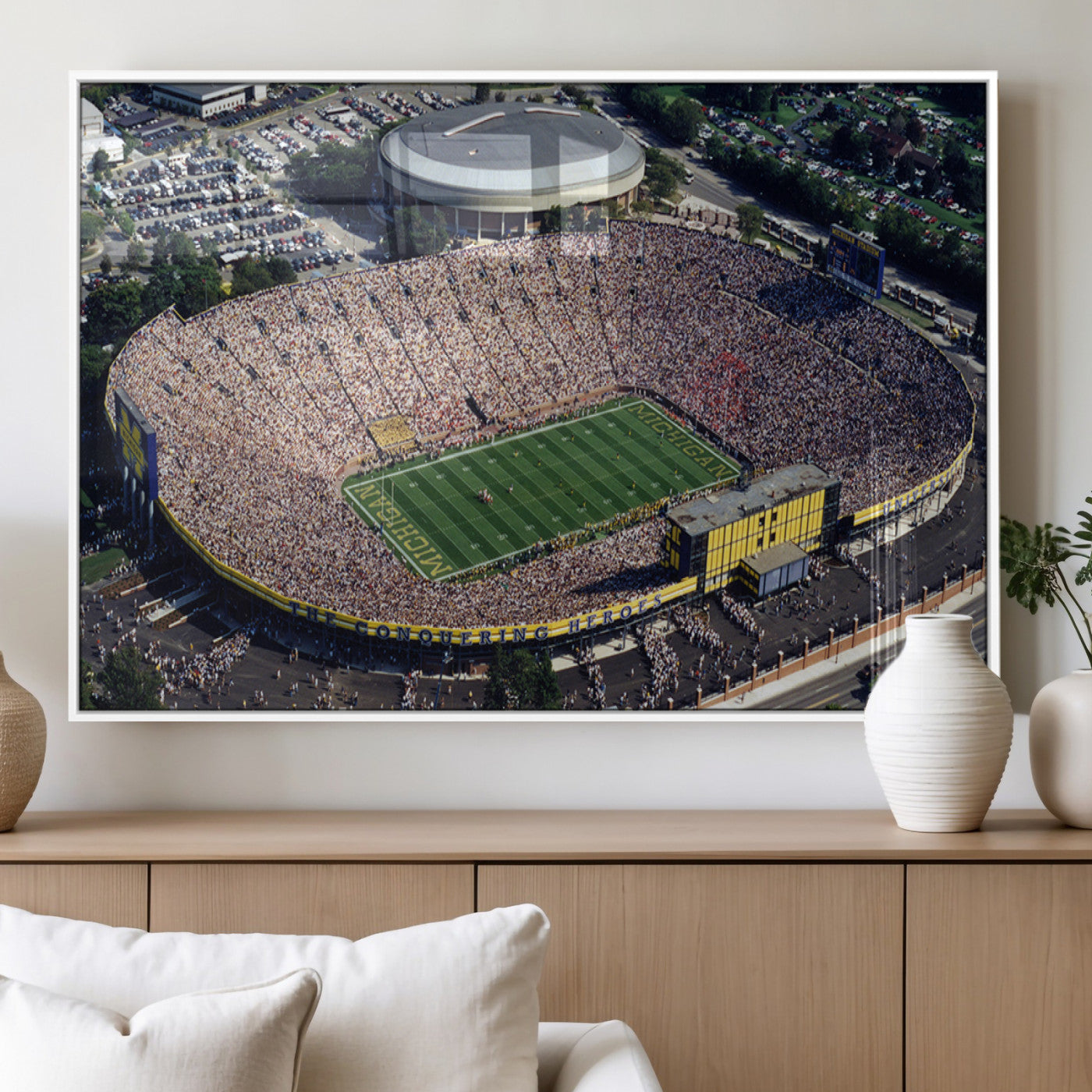 MGV-FP-60X30-3P - Michigan Wolverines Football Team Print - Ann Arbor Michigan Stadium Print, Michigan Wolverines