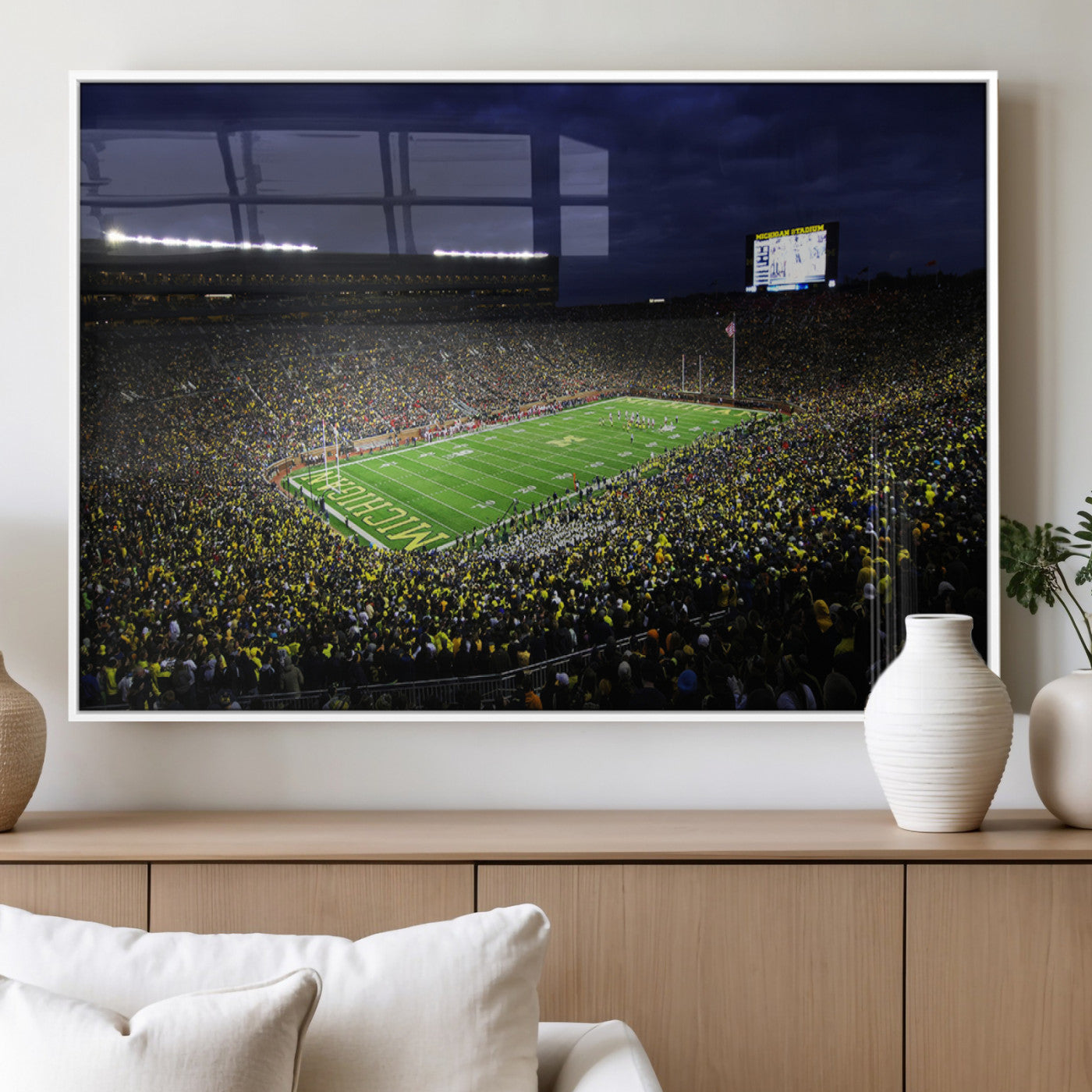 MGV-FP-60X30-3P - Michigan Wolverines Football Canvas Wall Decor, Football Team Print - Ann Arbor Michigan Stadium