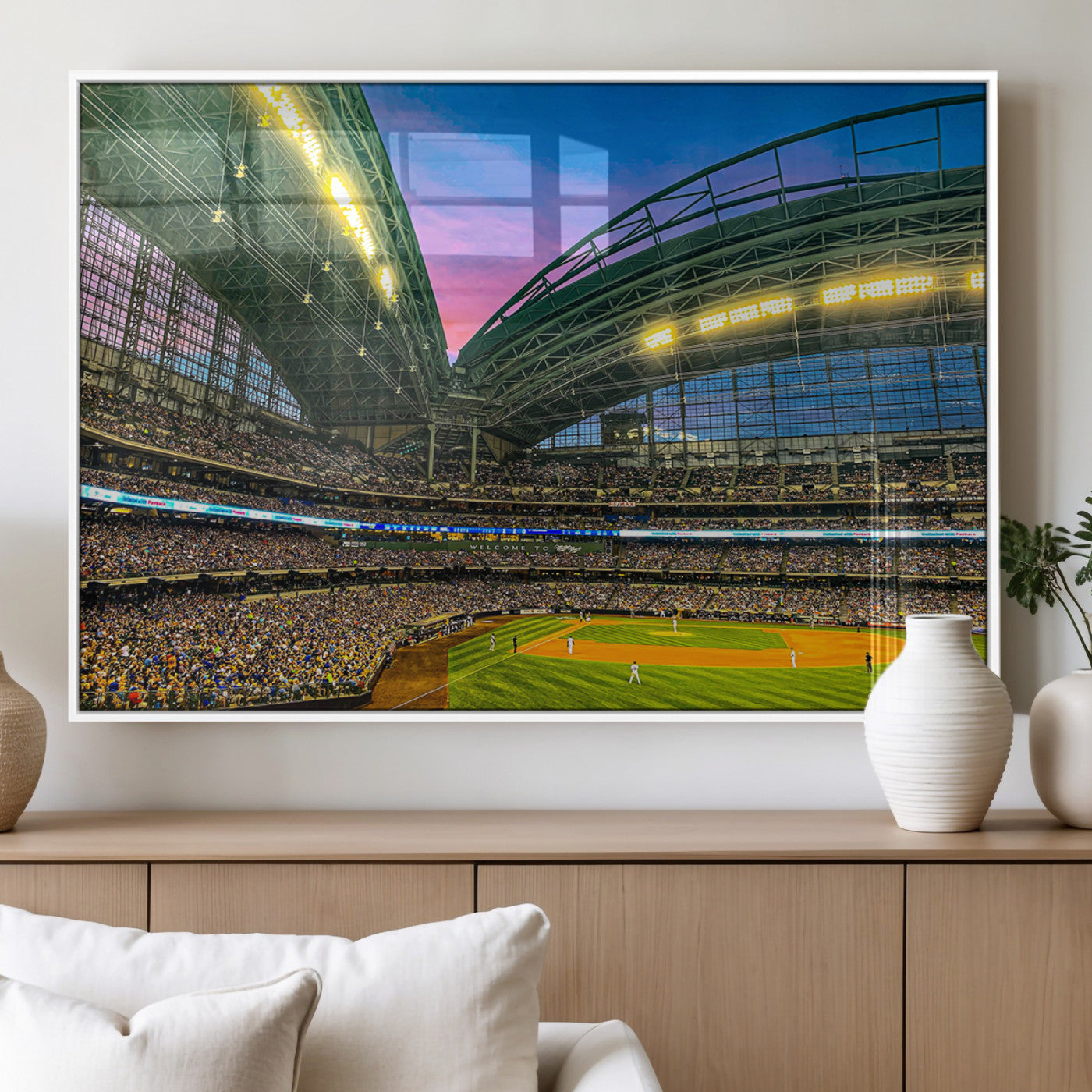 MGV-FP-60X30-3P - Milwaukee Brewers Baseball Team Print Canvas- American Family Field Stadium Wall Art Canvas Print