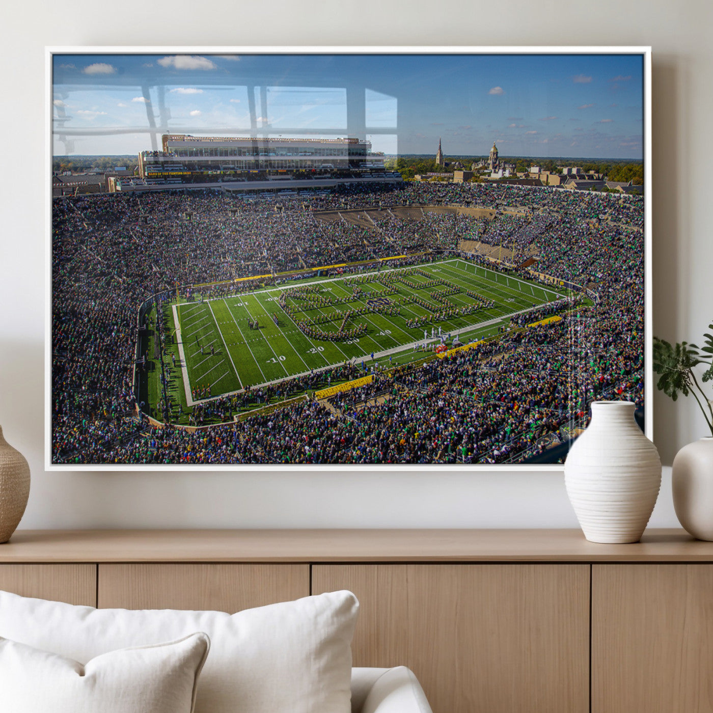 MGV-FP-60X30-3P - Notre Dame Fighting Irish Football Team Print - Notre Dame Stadium Wall Art Canvas Print