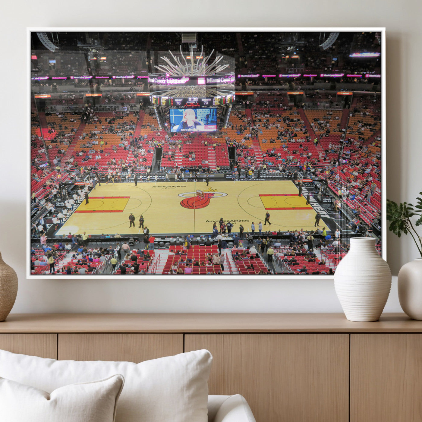 MGV-FP-60X30-3P - Miami Heat Basketball Team Print Wall Art- Kaseya Center Stadium Wall Art Canvas Print