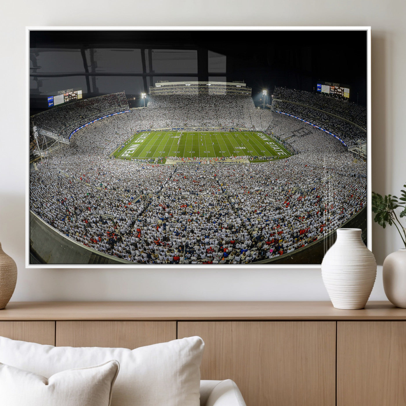 MGV-FP-60X30-3P - Beaver Stadium Night Game Triple Canvas Wall Art - Penn State Nittany Lions Football Match