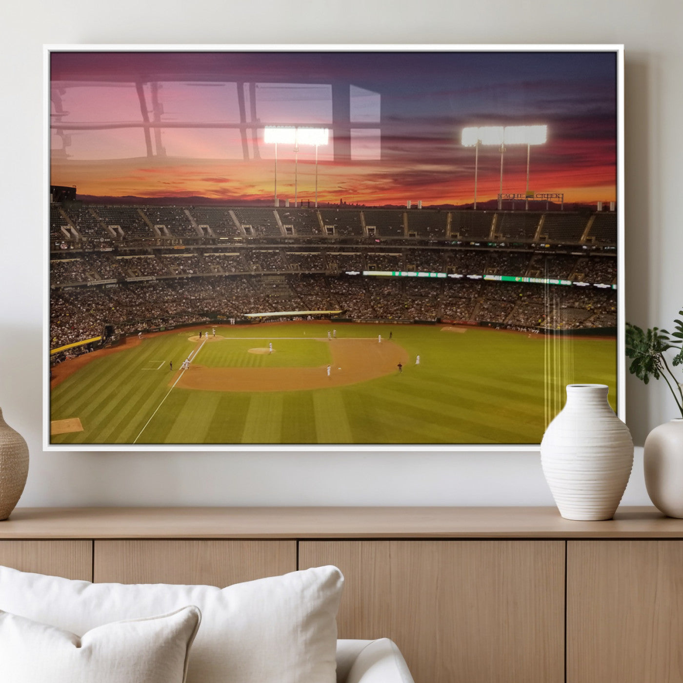 MGV-FP-60X30-3P - Oakland Athletics Baseball Team Print - Oakland Coliseum Stadium Wall Art Canvas Print