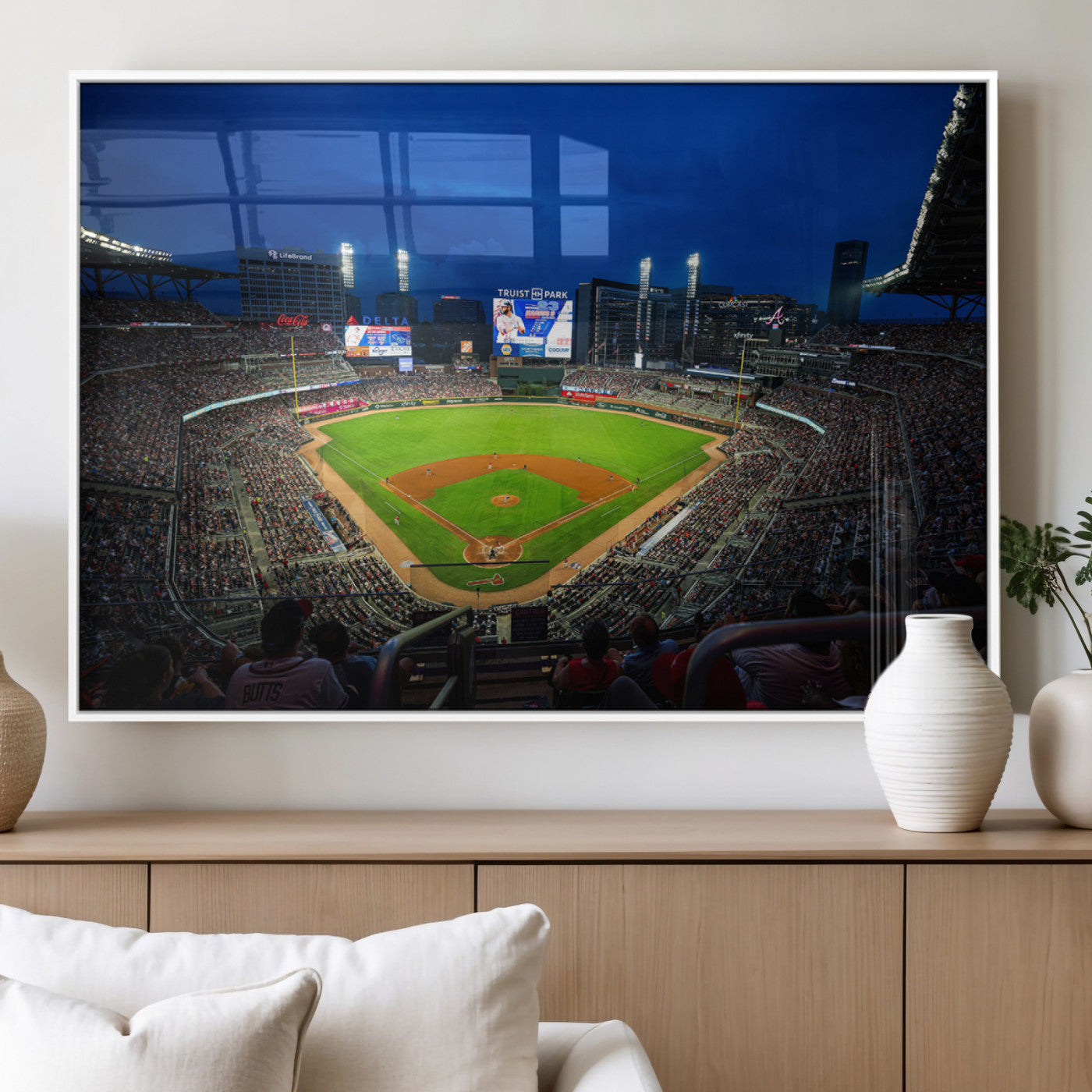 MGV-FP-60X30-3P - Truist Park Night Game Canvas Art - Atlanta Braves Stadium Wall Art Canvas