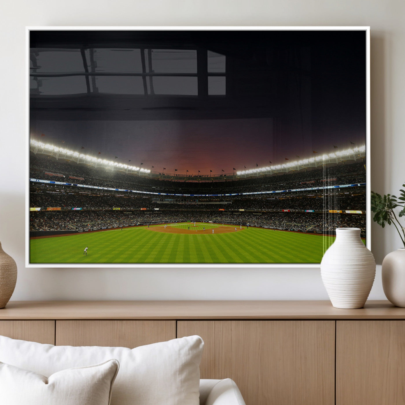 MGV-FP-60X30-3P - Yankee Stadium Night Game Triple Canvas, Yankee Stadium Canvas Wall Art - New York Yankees MLB Match