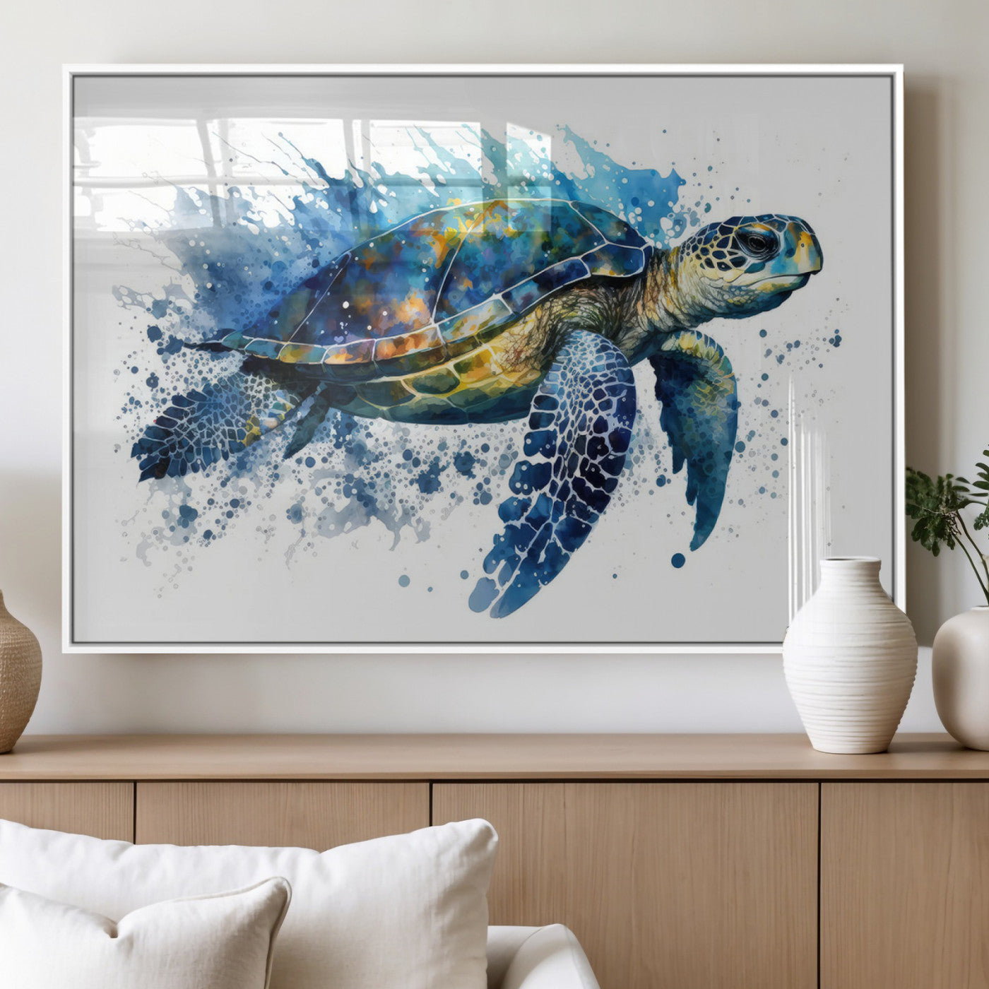 MGV-FP-60X30-3P - Watercolor Turtle Wall Art Canvas Print for Decoration