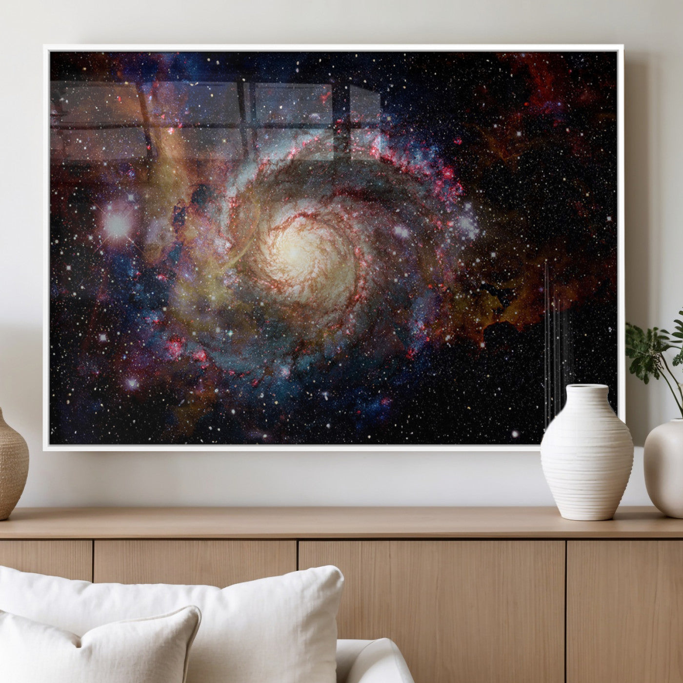 MGV-FP-60X30-3P - Nebula and Galaxies in Space Wall Art Canvas Print, Spiral Galaxy Wall Art Canvas Print