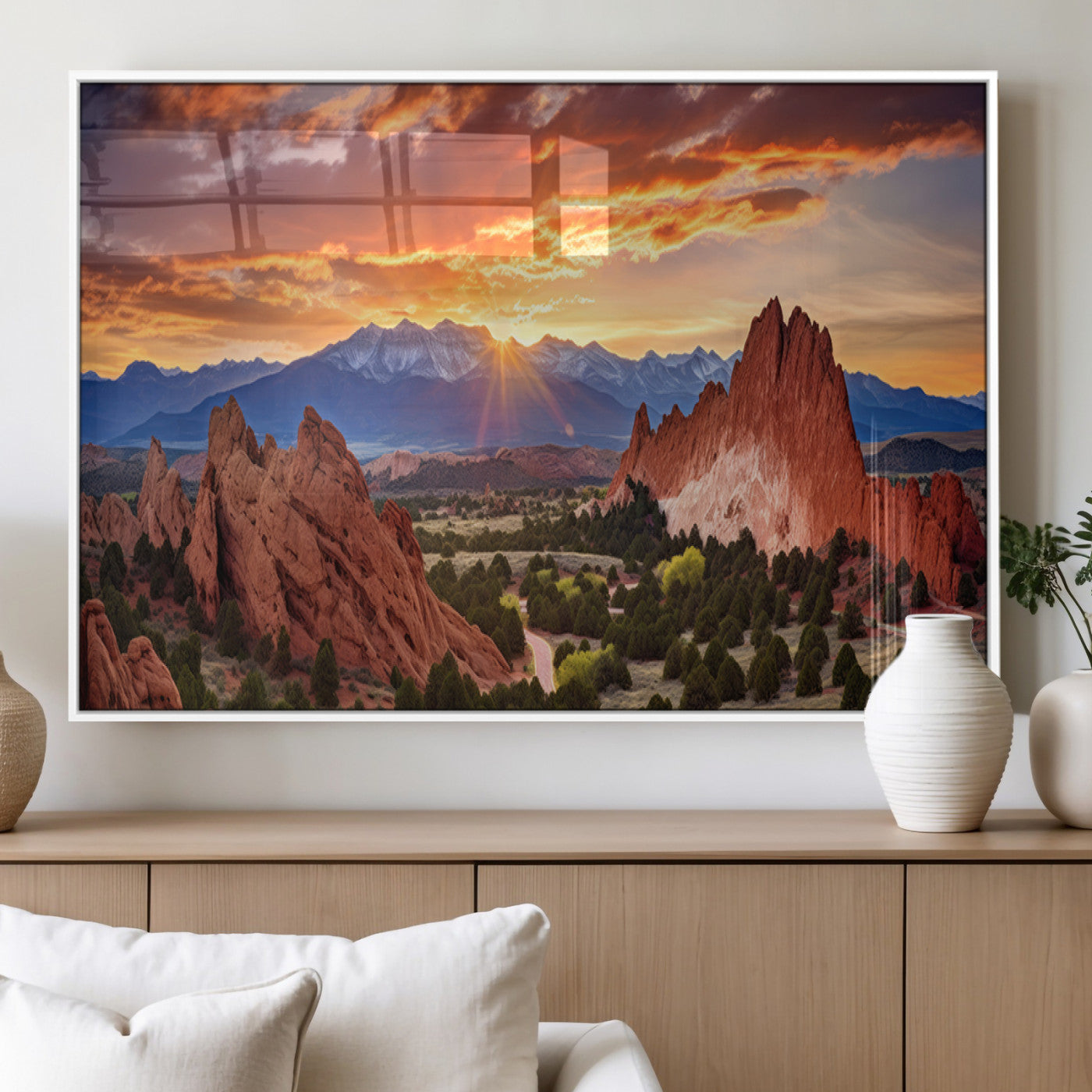 MGV-FP-60X30-3P - Rocky Mountains Sunset Wall Art Canvas Print – Ready to Hang, Framed Colorado Landscape
