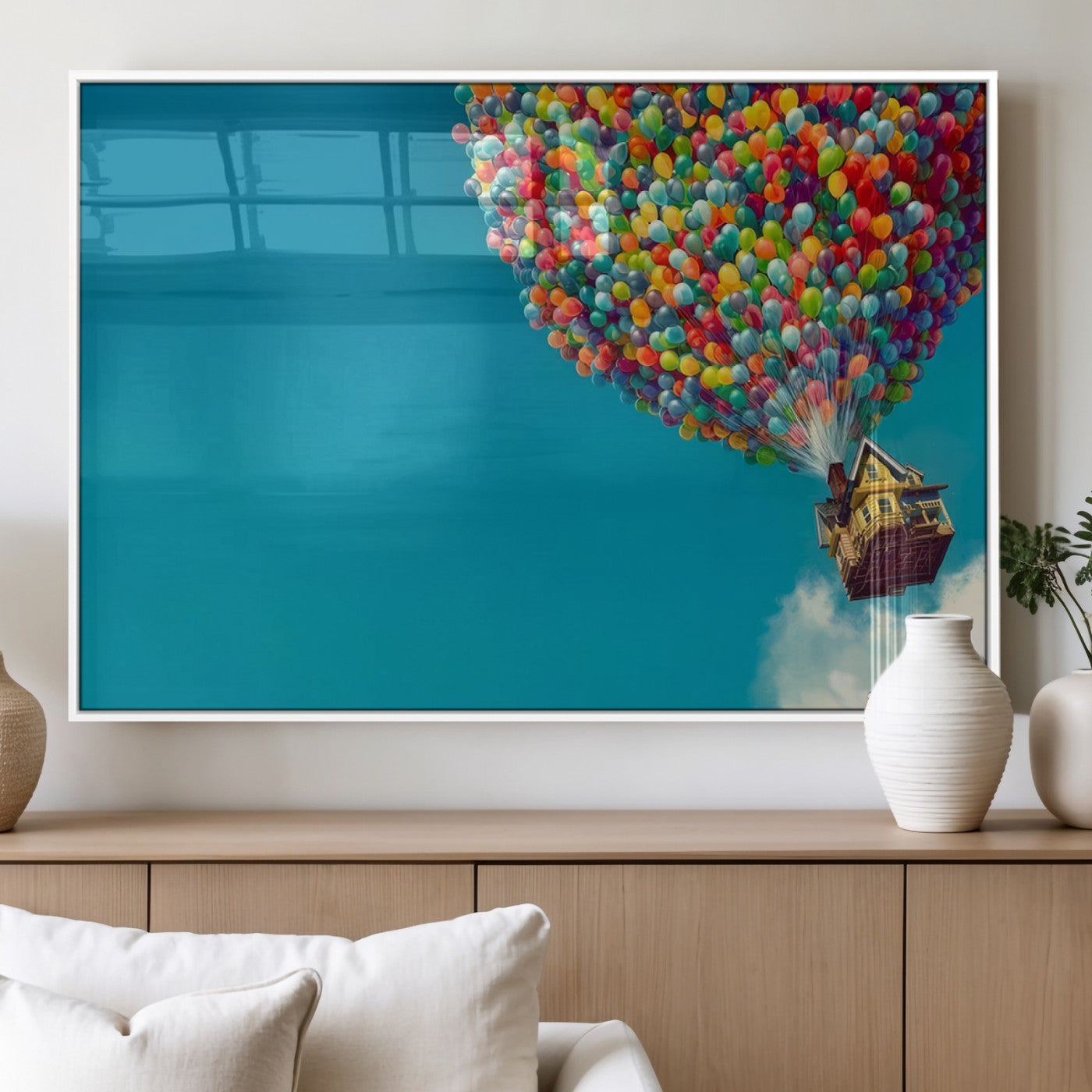 MGV-FP-60X30-3P - Carl Fredricksen, Up Movie Wall Art, Colorful Balloon House Art | Whimsical Wall Decor for Living